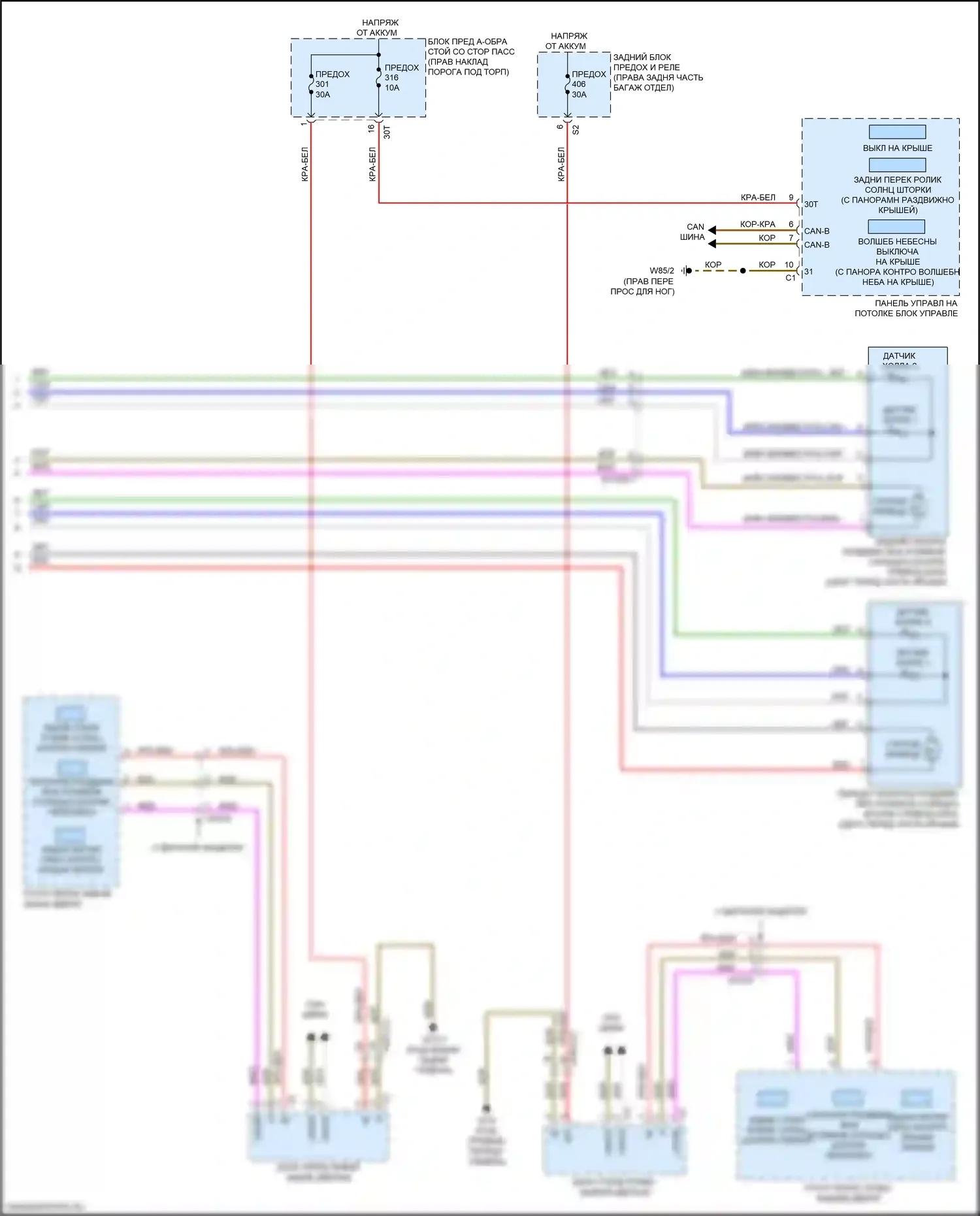 S-класс Mercedes-Benz W222/C217/A217 рестайлинг (2017-2020): Электросхема складной крыши/люка (2 из 2) 