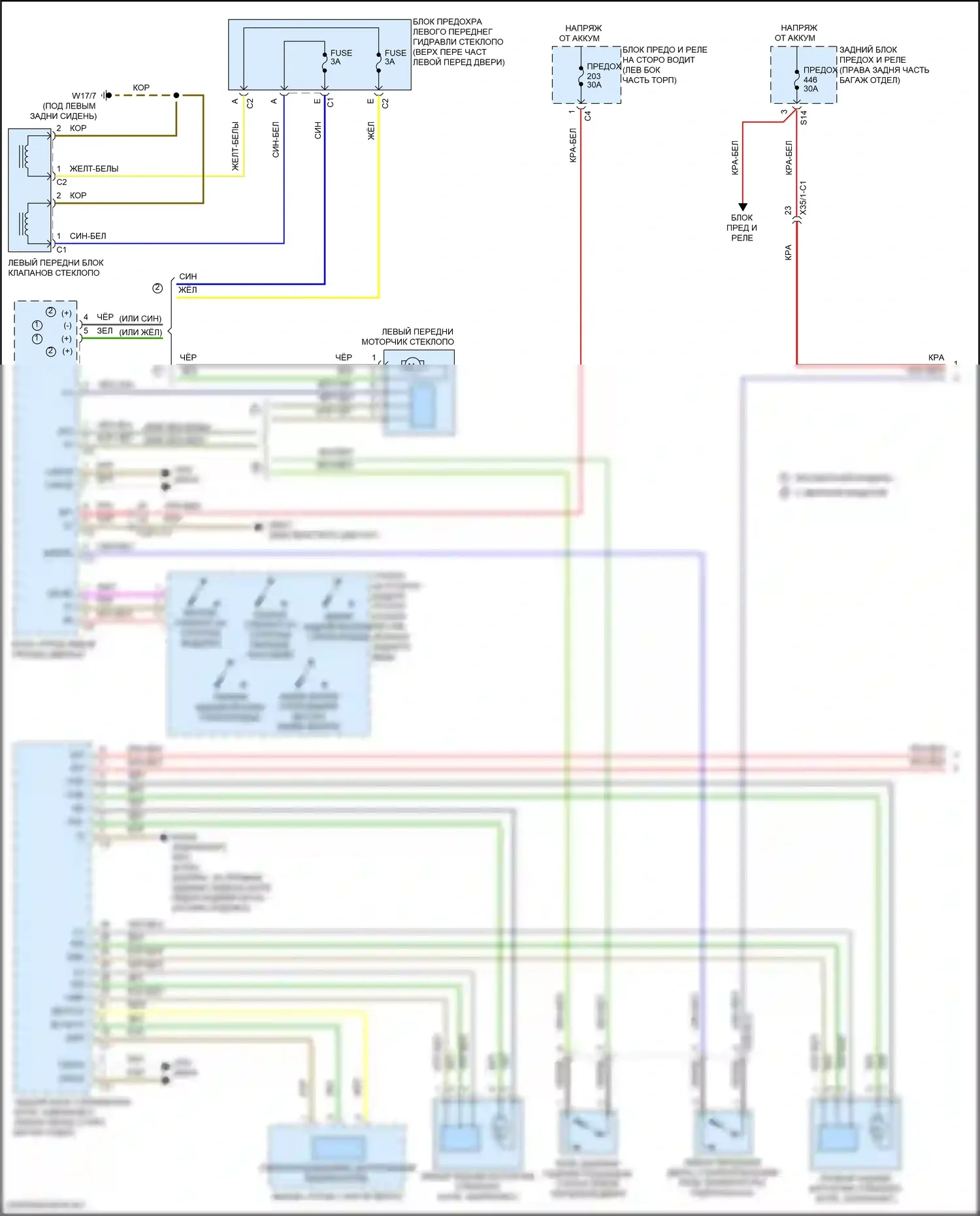 S-класс Mercedes-Benz W222/C217/A217 рестайлинг (2017-2020): Электросхема стеклоподъемников (1 из 5) 