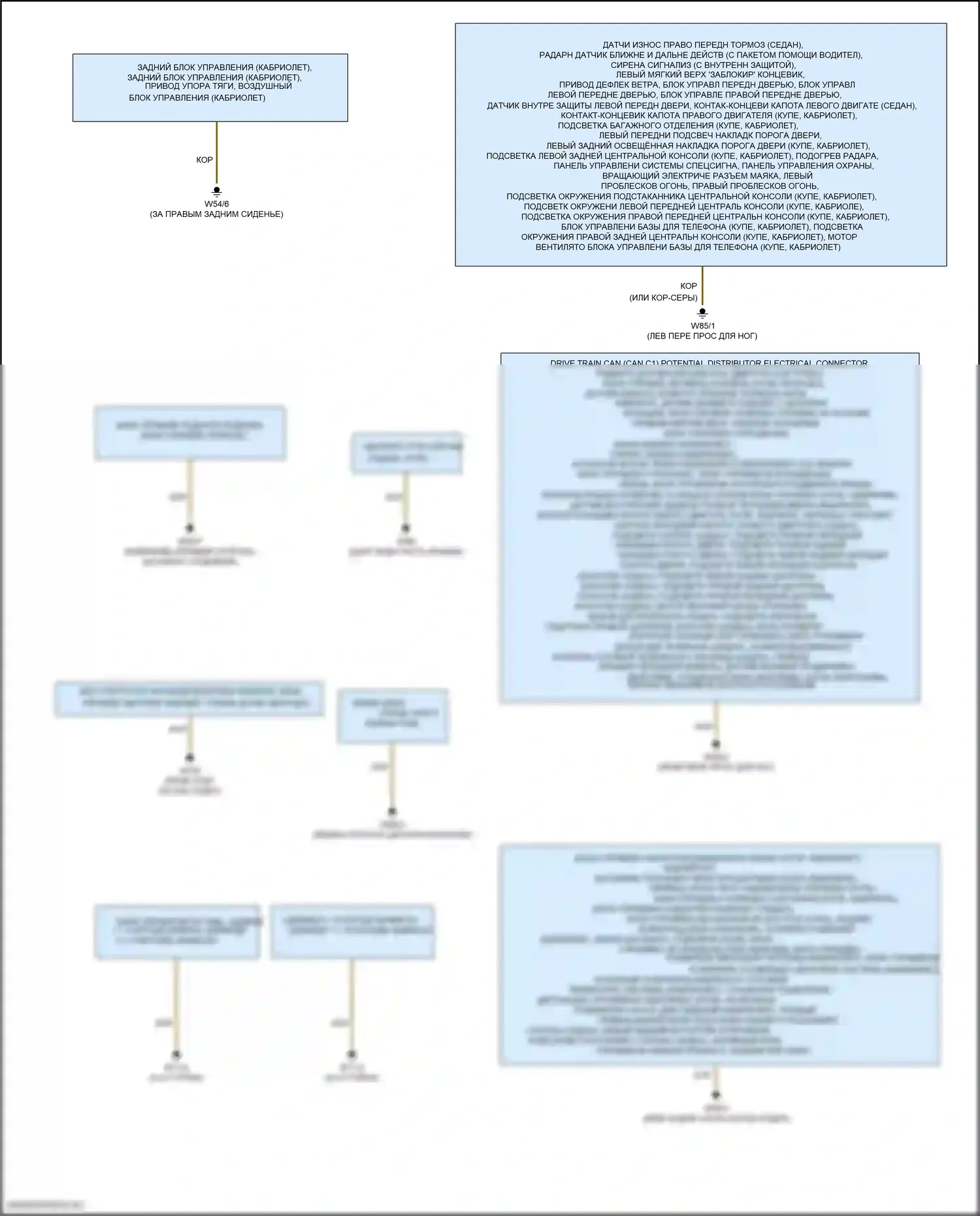 S-класс Mercedes-Benz W222/C217/A217 рестайлинг (2017-2020): Электросхема точек подключения масс (4 из 4) 