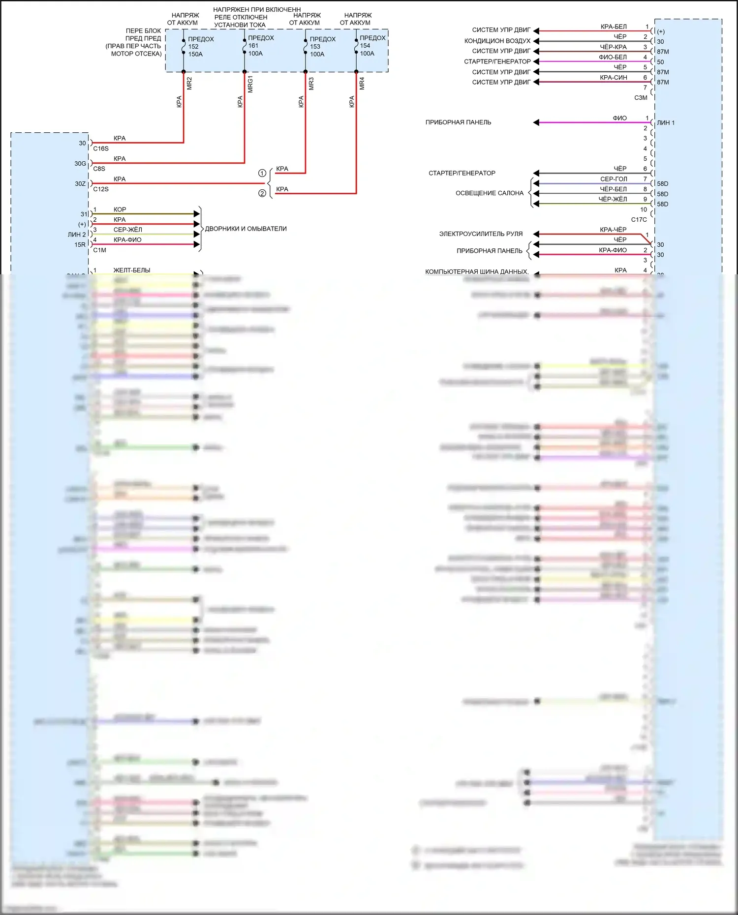 SLK-класс AMG Mercedes-Benz R172 (2011-2016): Электросхема переднего блока управления sam (1 из 2) 