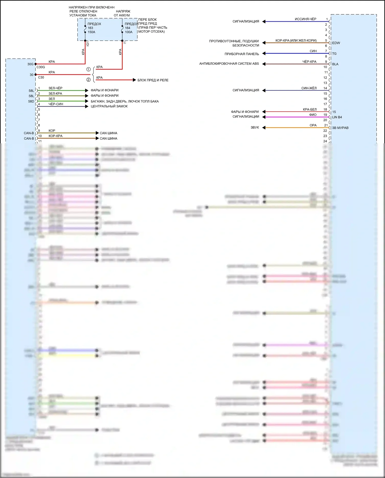 SLK-класс AMG Mercedes-Benz R172 (2011-2016): Электросхема заднего блока управления sam (1 из 2) 
