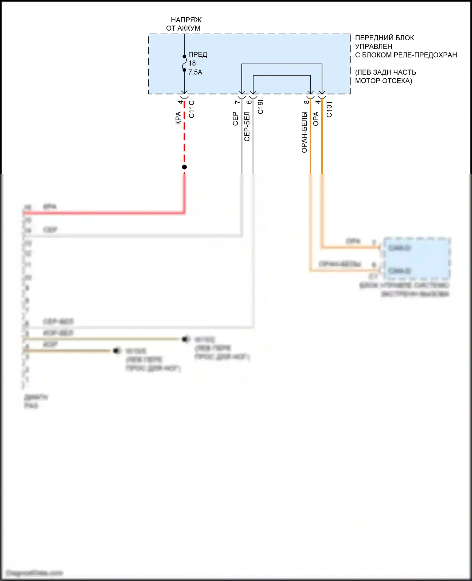 SLK-класс AMG Mercedes-Benz R172 (2011-2016): Электросхема диагностического разхъема 