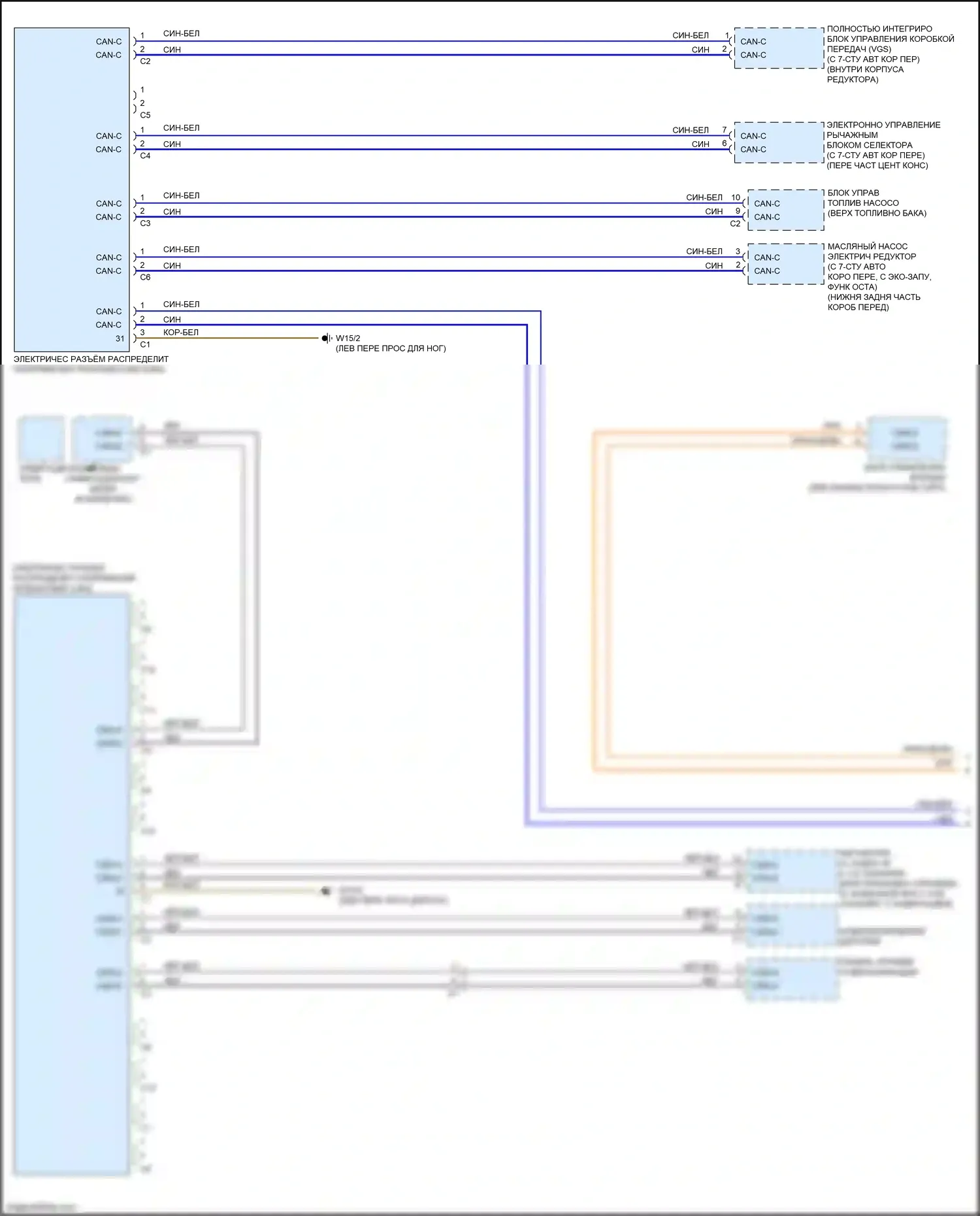 SLK-класс AMG Mercedes-Benz R172 (2011-2016): Электросхема шины высокого/низкого уровня (1 из 4) 