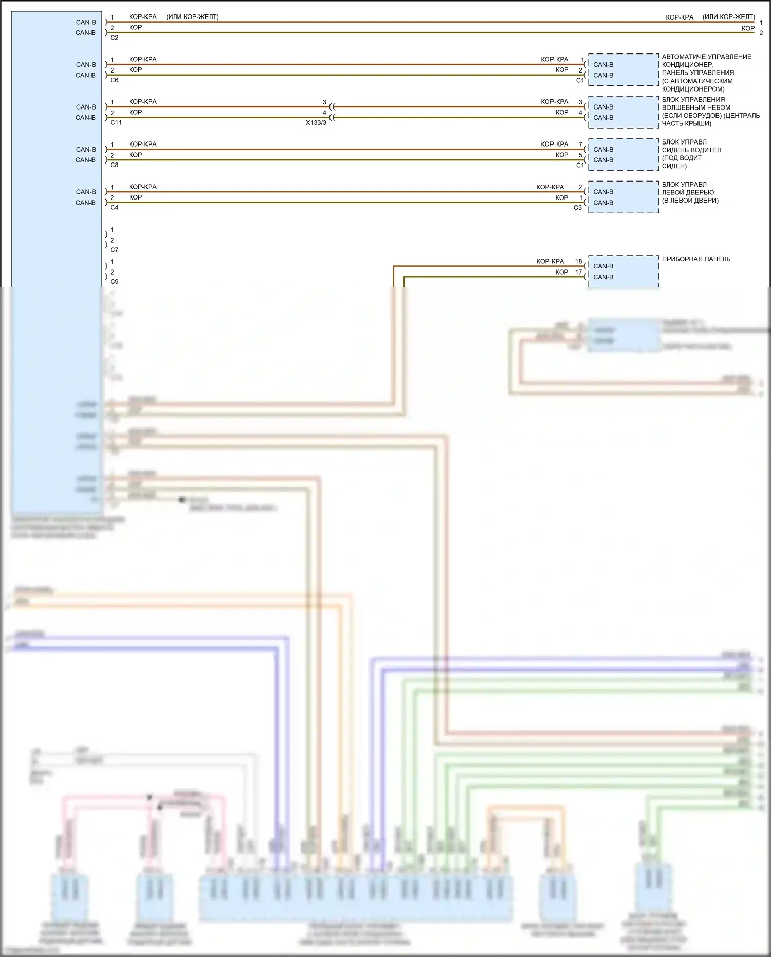 SLK-класс AMG Mercedes-Benz R172 (2011-2016): Электросхема шины высокого/низкого уровня (2 из 4) 