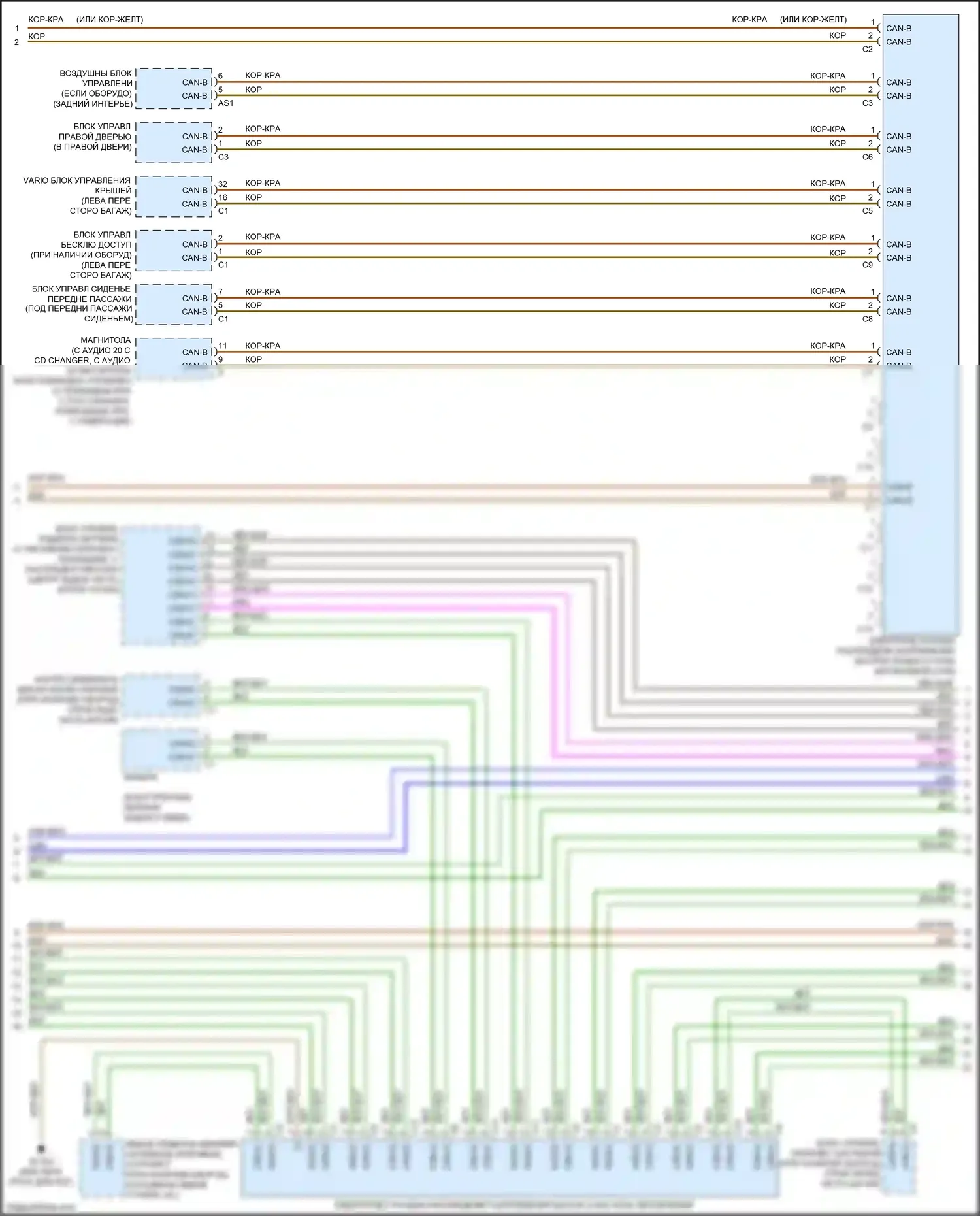 SLK-класс AMG Mercedes-Benz R172 (2011-2016): Электросхема шины высокого/низкого уровня (3 из 4) 