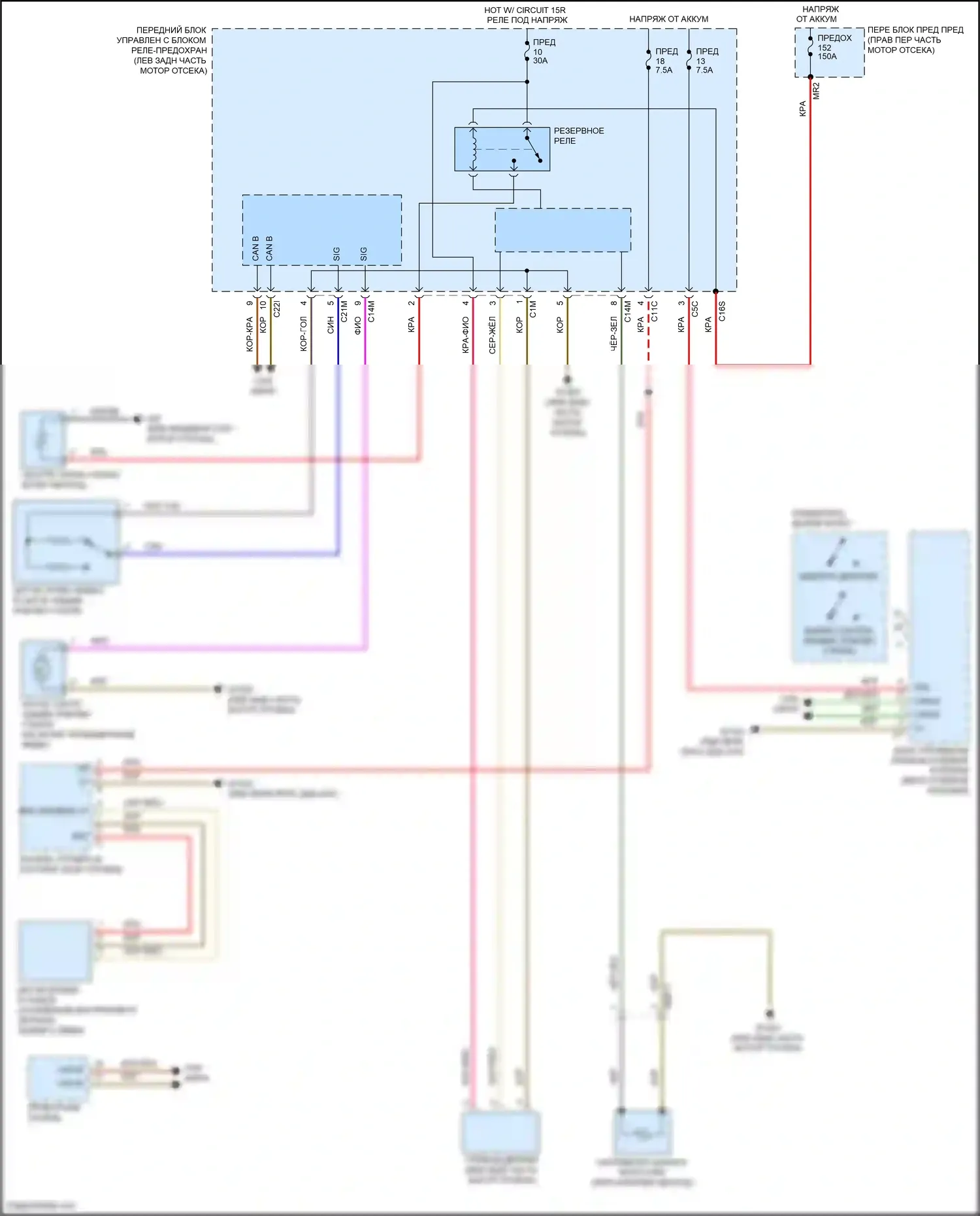 SLK-класс AMG Mercedes-Benz R172 (2011-2016): Дворники и омыватели электросхема 