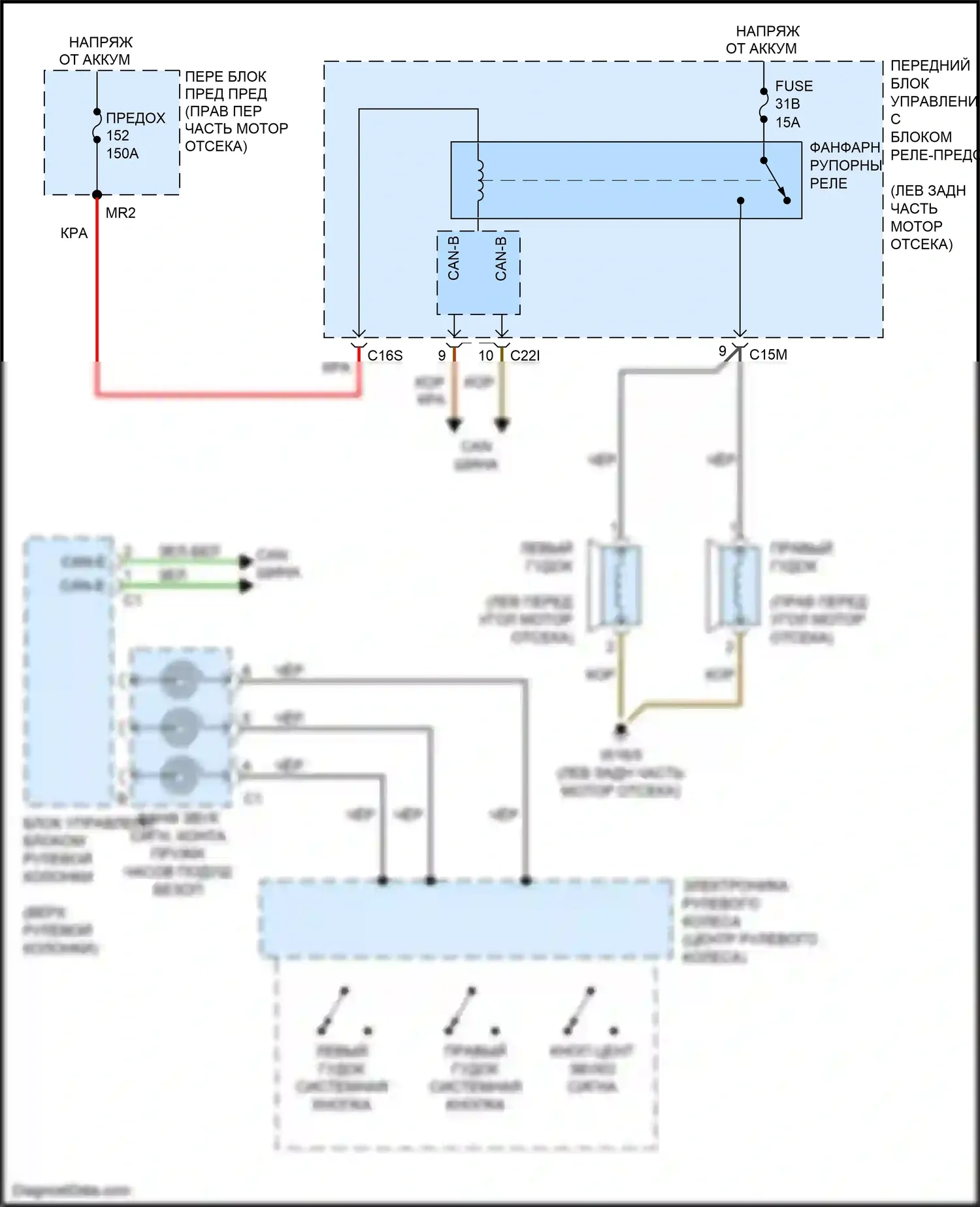 SLK-класс AMG Mercedes-Benz R172 (2011-2016): Электросхема клаксона 