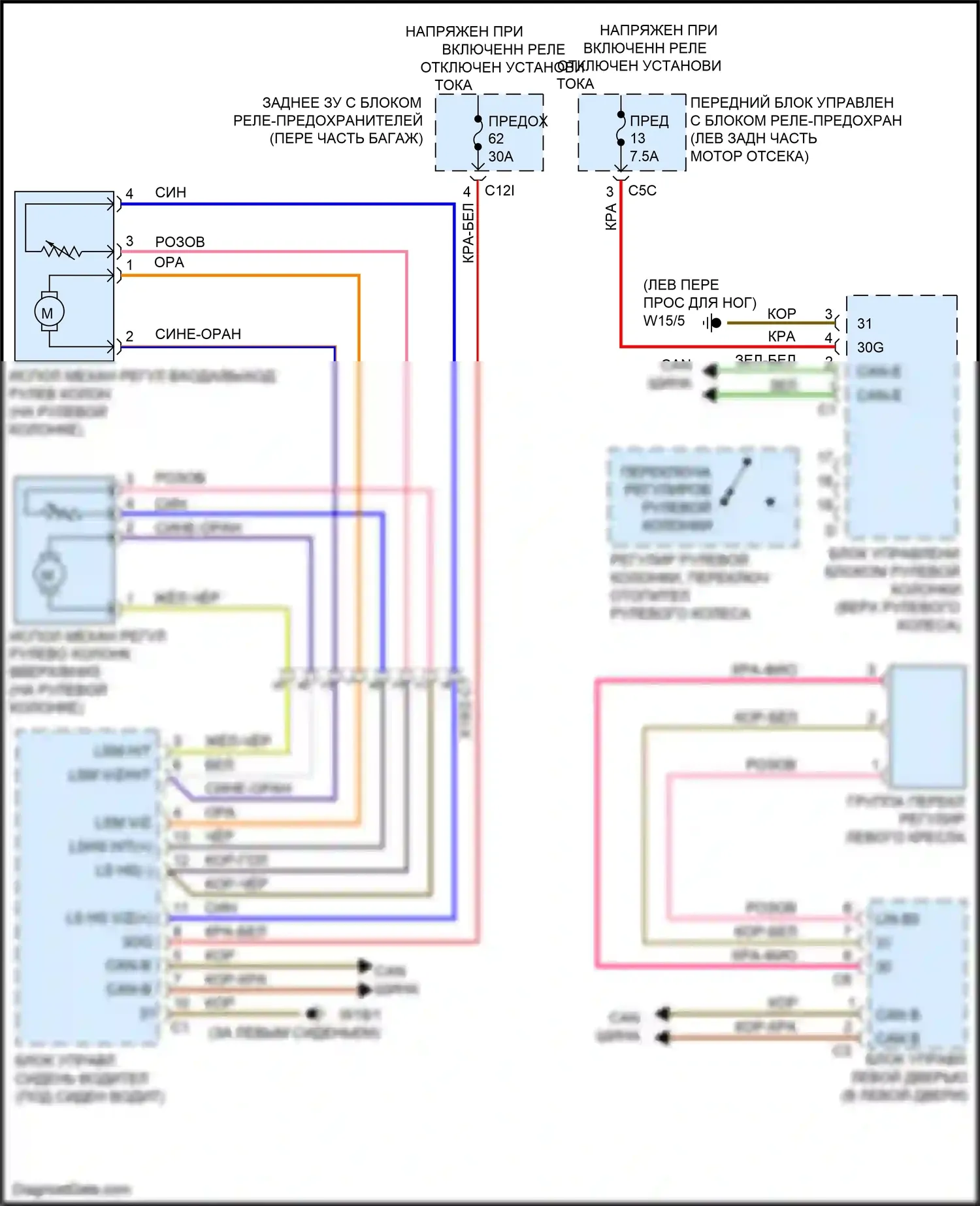 SLK-класс AMG Mercedes-Benz R172 (2011-2016): Электросхема памяти рулевой колонки 