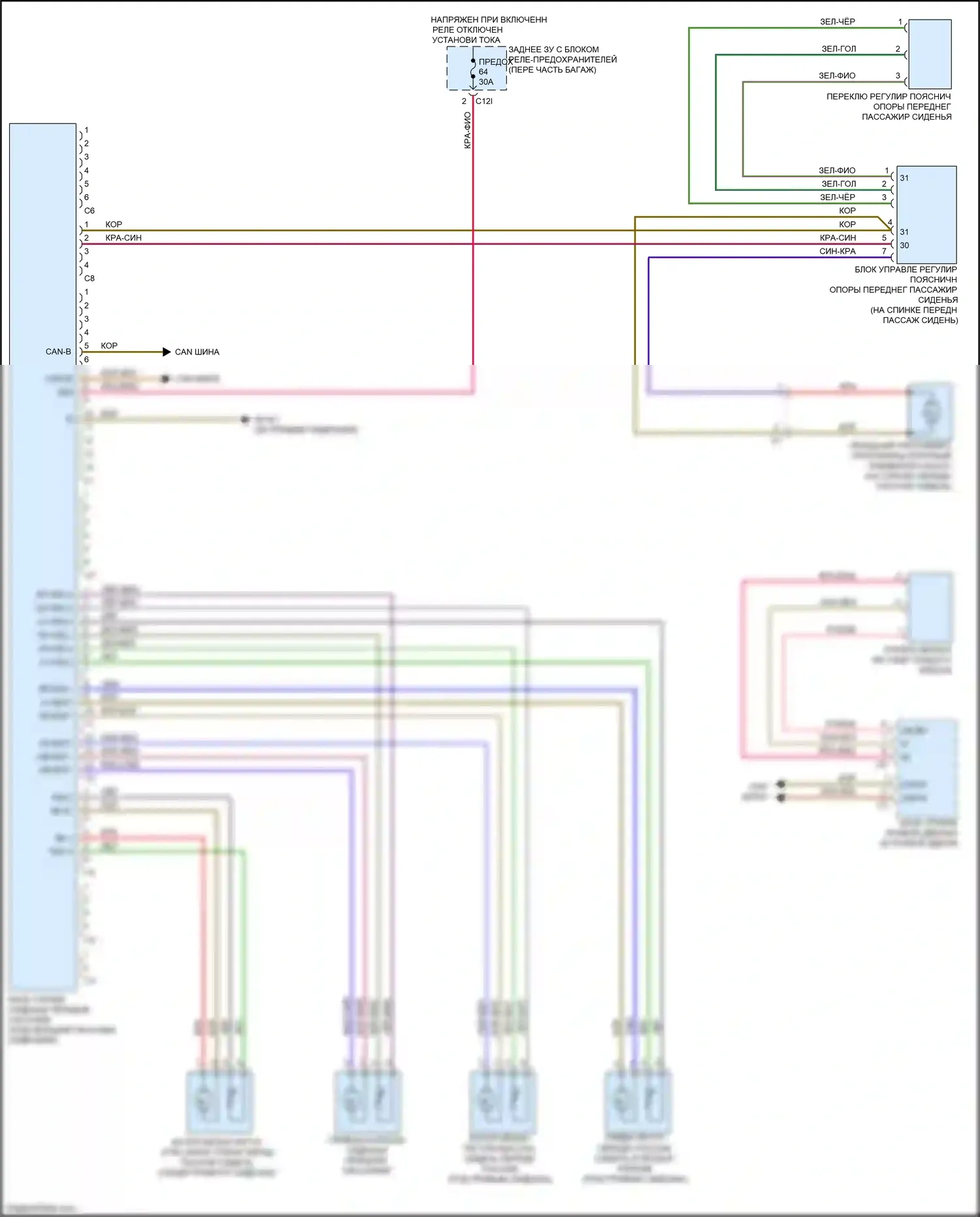SLK-класс AMG Mercedes-Benz R172 (2011-2016): Электросхема сиденья памяти пассажира 