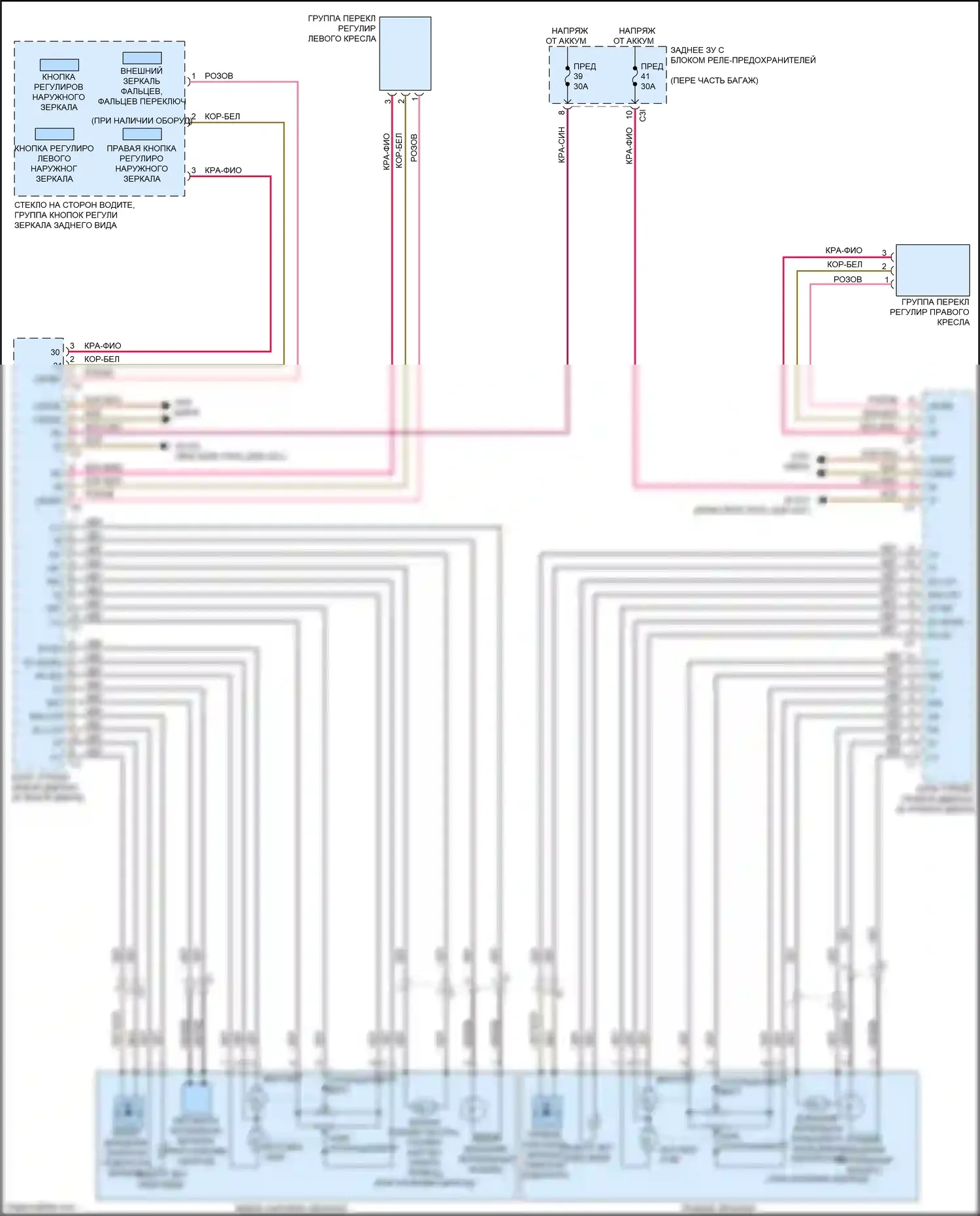 SLK-класс AMG Mercedes-Benz R172 (2011-2016): Электросхема зеркал памяти 