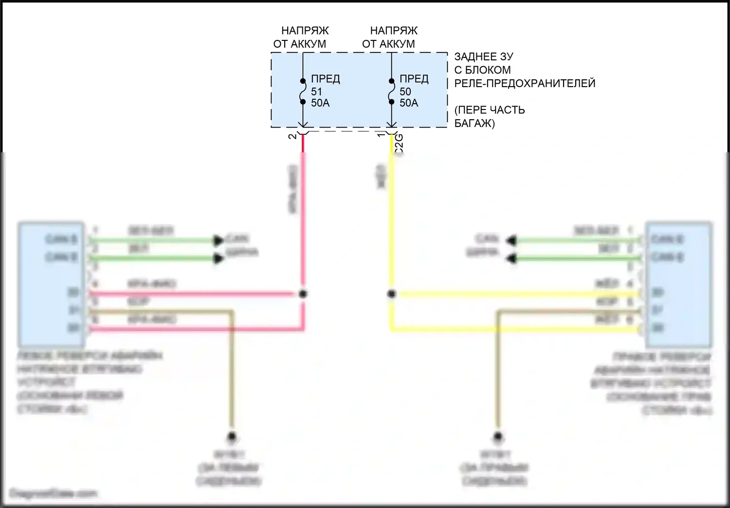 SLK-класс AMG Mercedes-Benz R172 (2011-2016): Электросхема преднатяжителей ремней безопасности 