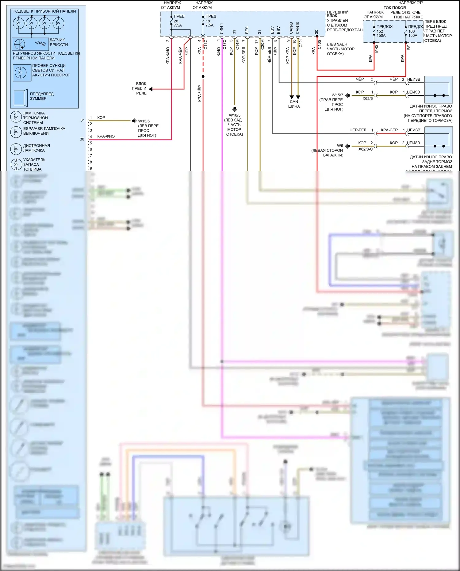 SLK-класс AMG Mercedes-Benz R172 (2011-2016): Электросхема приборной панели 