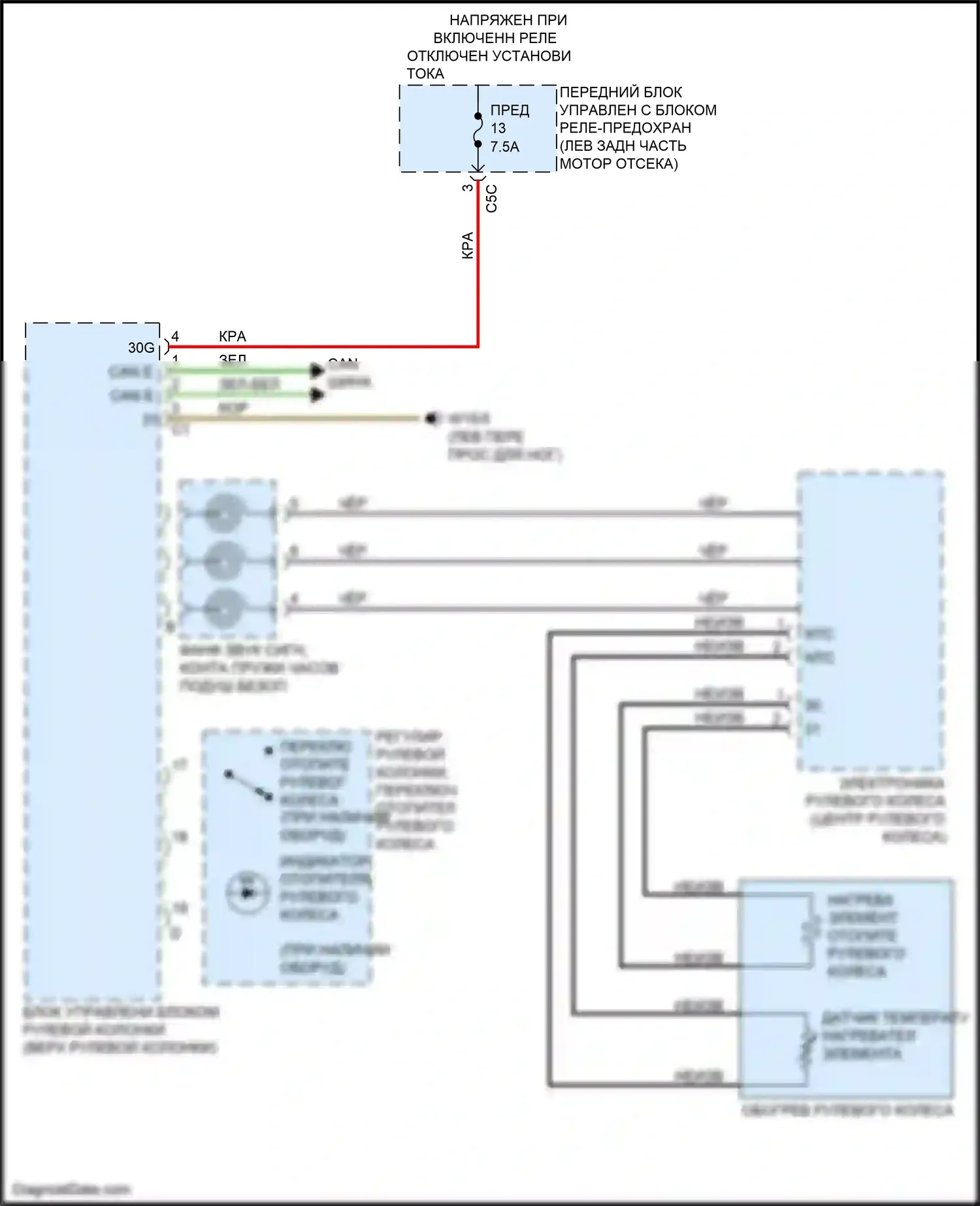 SLK-класс AMG Mercedes-Benz R172 (2011-2016): Электросхема рулевого колеса с подогревом 