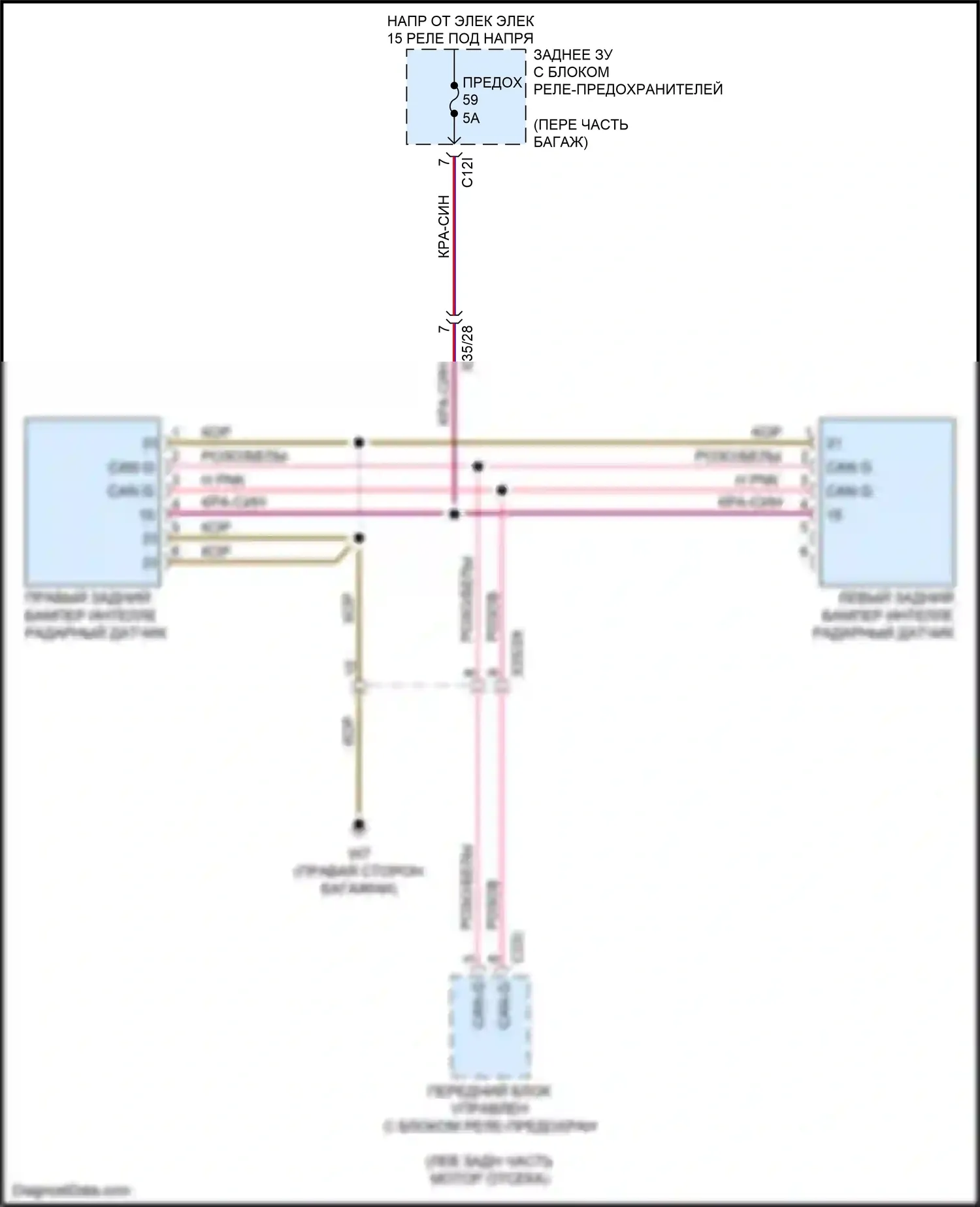 SLK-класс AMG Mercedes-Benz R172 (2011-2016): Электросхема информационной системы в слепой зоне 