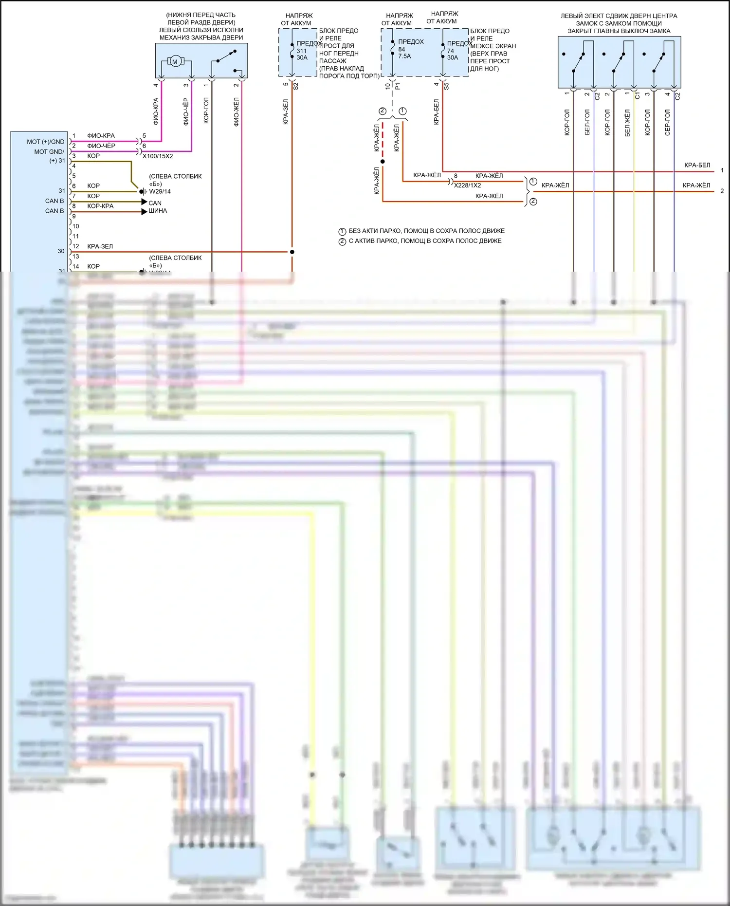 Vito Mercedes-Benz W447 рестайлинг (2018-2024): Электрическая электросхема раздвижной двери (1 из 2) 
