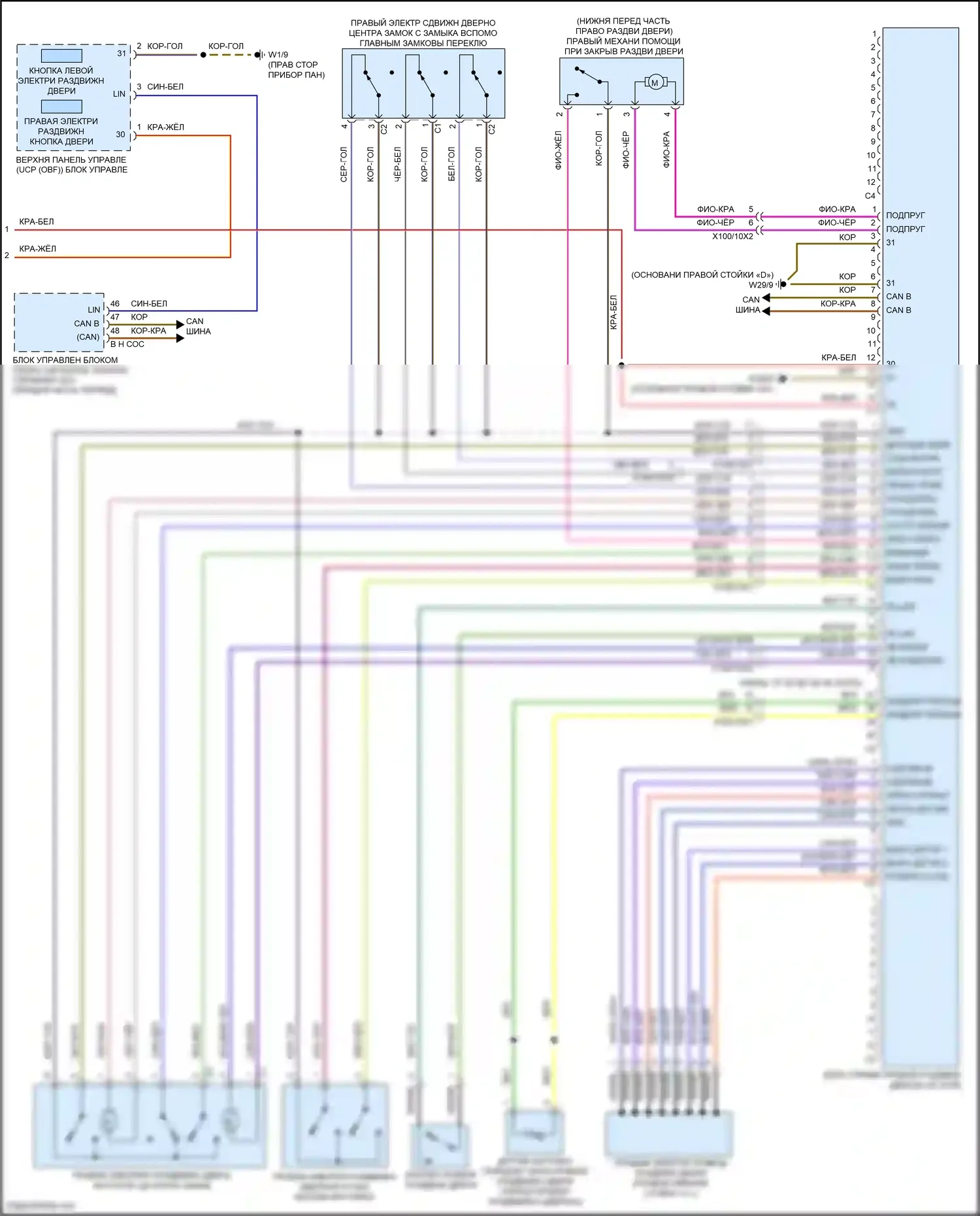Vito Mercedes-Benz W447 рестайлинг (2018-2024): Электросхема раздвижной двери (2 из 2) 