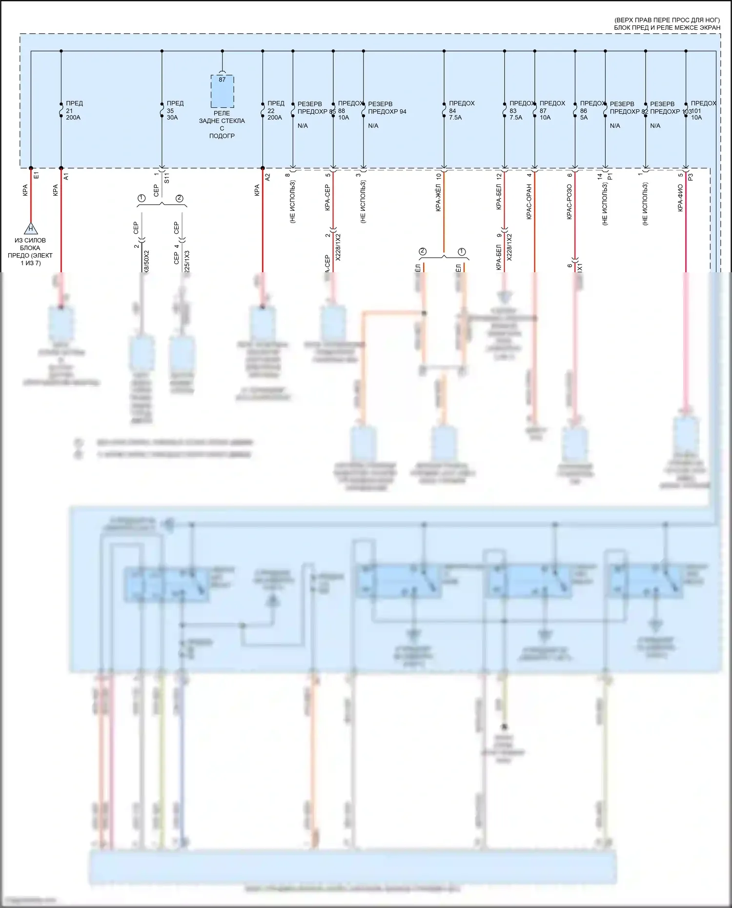 Vito Mercedes-Benz W447 рестайлинг (2018-2024): Электросхема блока предохранителей реле (4 из 7) 