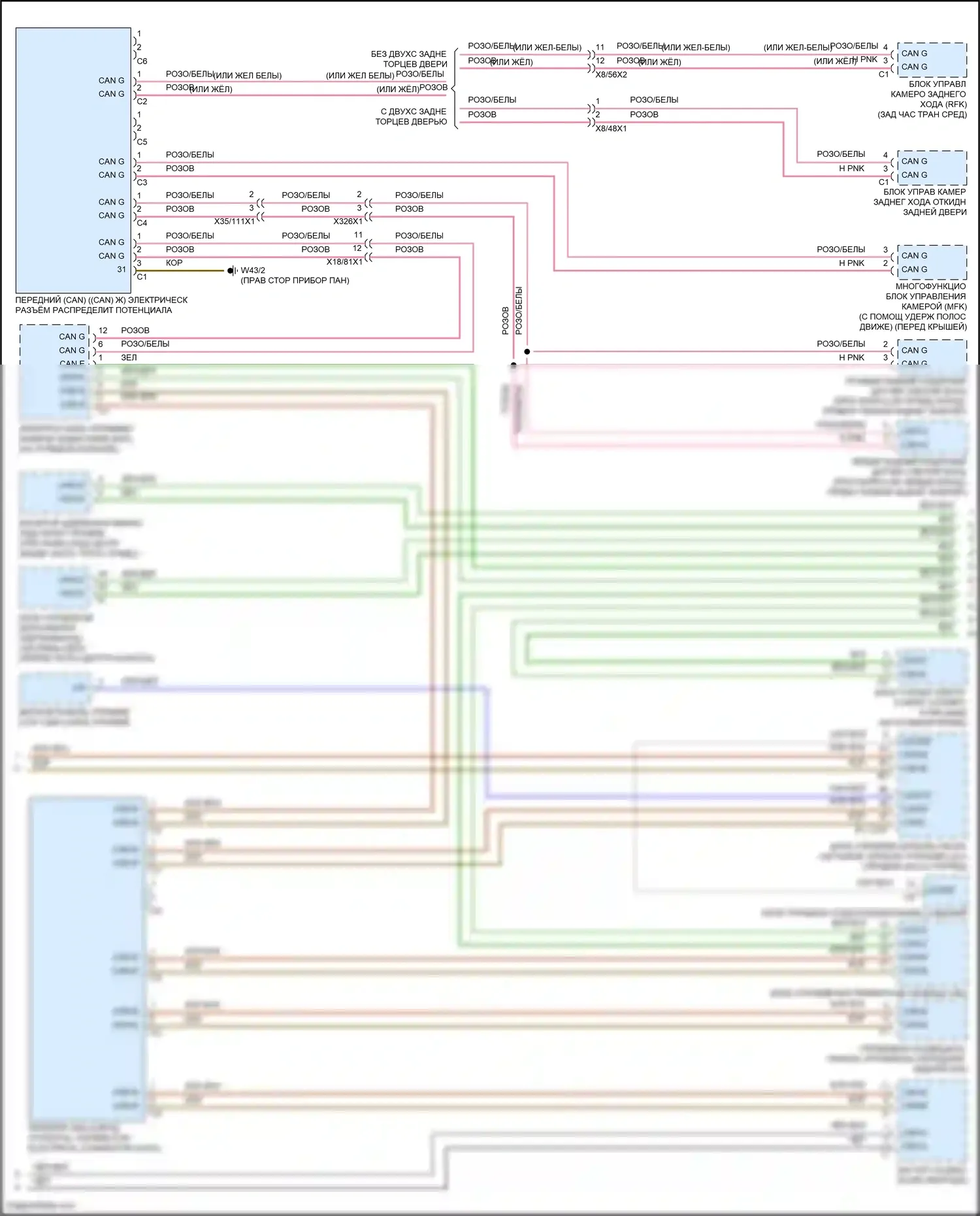 Vito Mercedes-Benz W447 рестайлинг (2018-2024): Электросхема шины высокого/низкого уровня (2 из 3) 