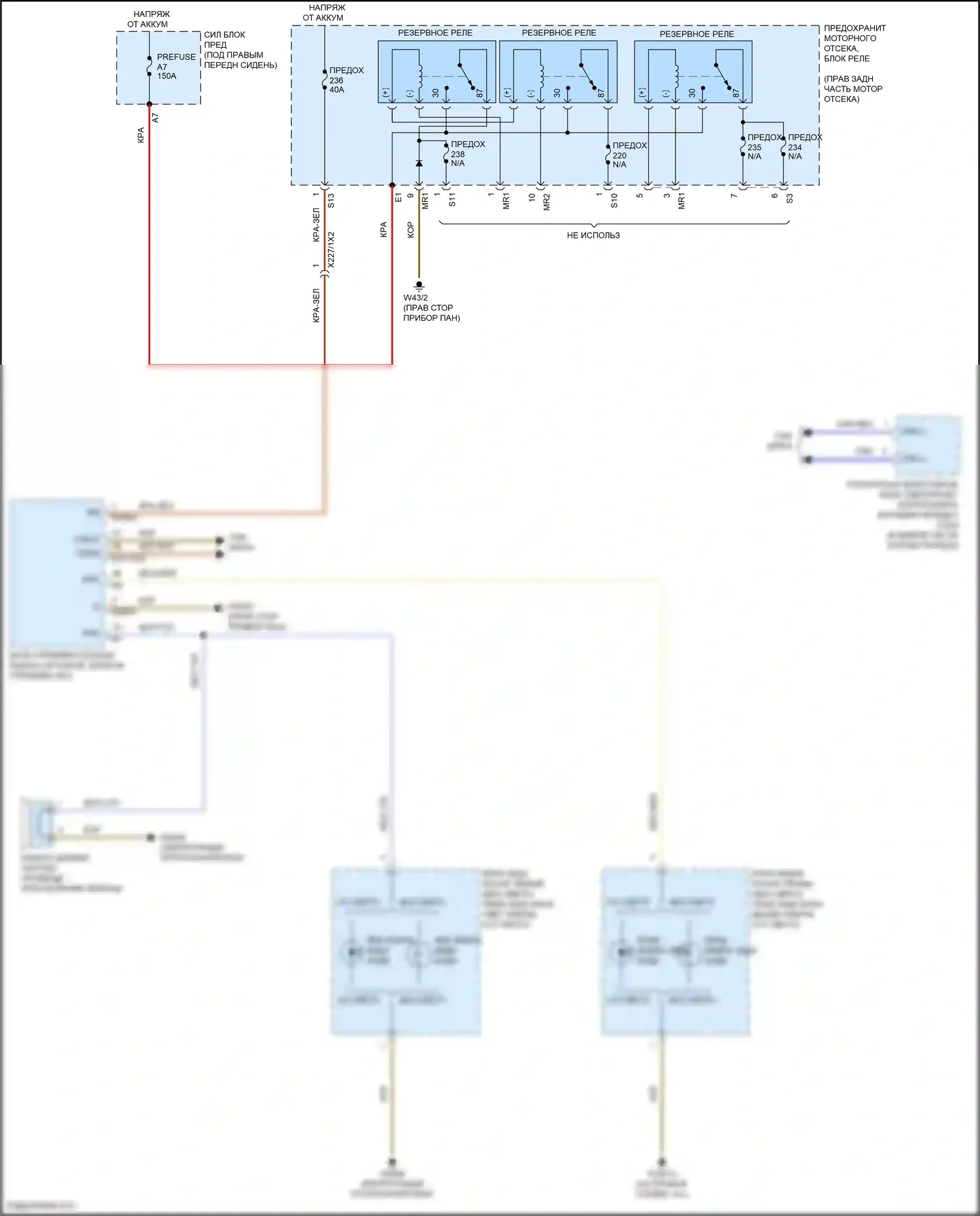 Vito Mercedes-Benz W447 рестайлинг (2018-2024): Электросхема фонарей заднего хода 
