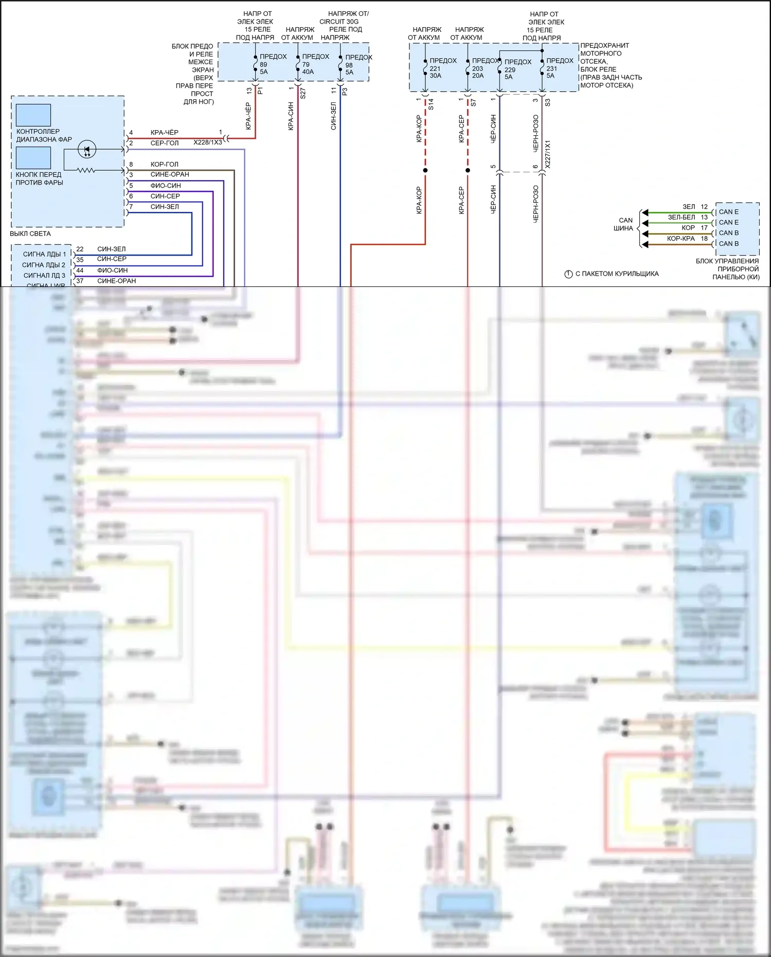 Vito Mercedes-Benz W447 рестайлинг (2018-2024): Электросхема фар 