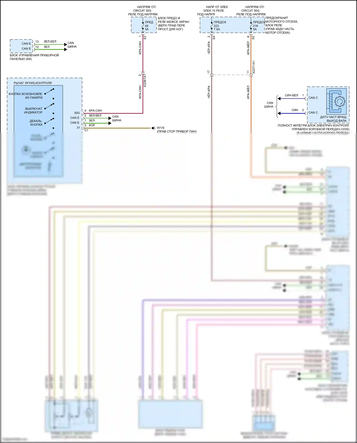 Vito Mercedes-Benz W447 рестайлинг (2018-2024): Электросхема круиз-контроля 