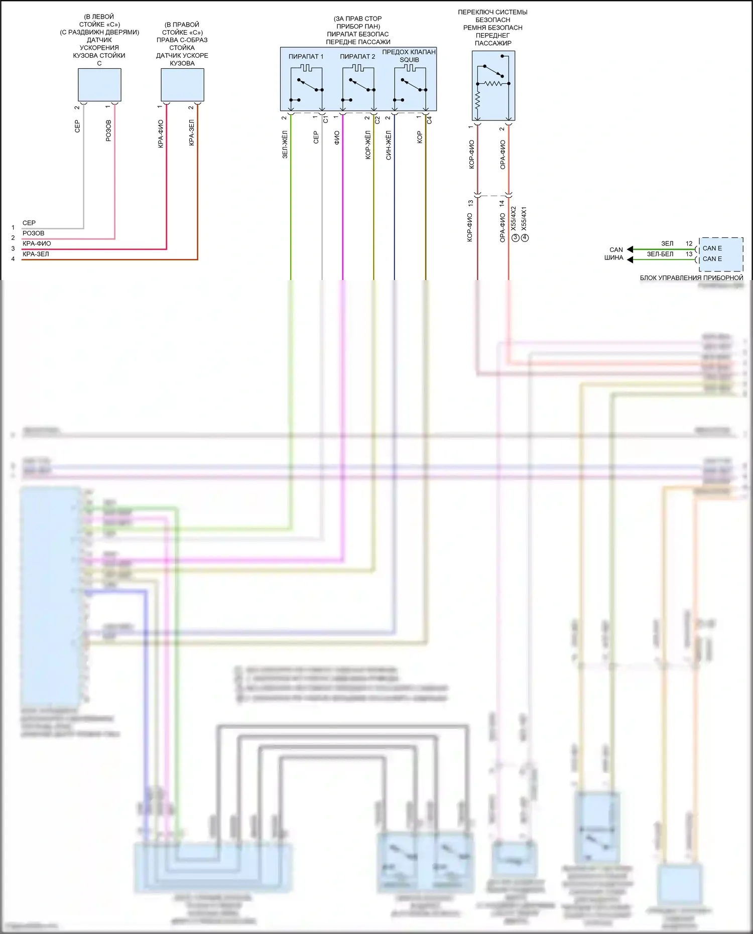Vito Mercedes-Benz W447 рестайлинг (2018-2024): Электросхема подушек безопасности (2 из 3) 