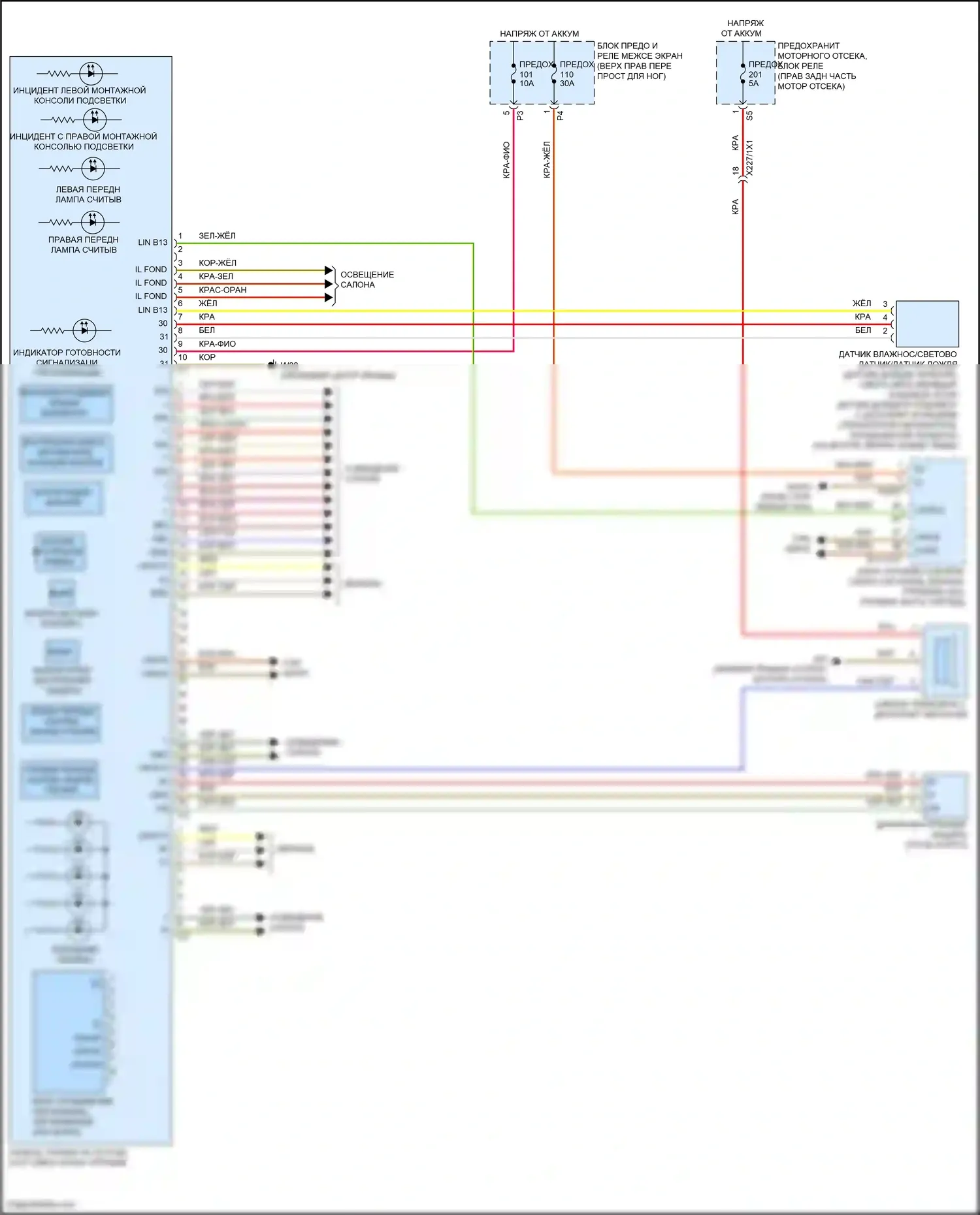 Vito Mercedes-Benz W447 рестайлинг (2018-2024): Электросхема потолочного пульта 