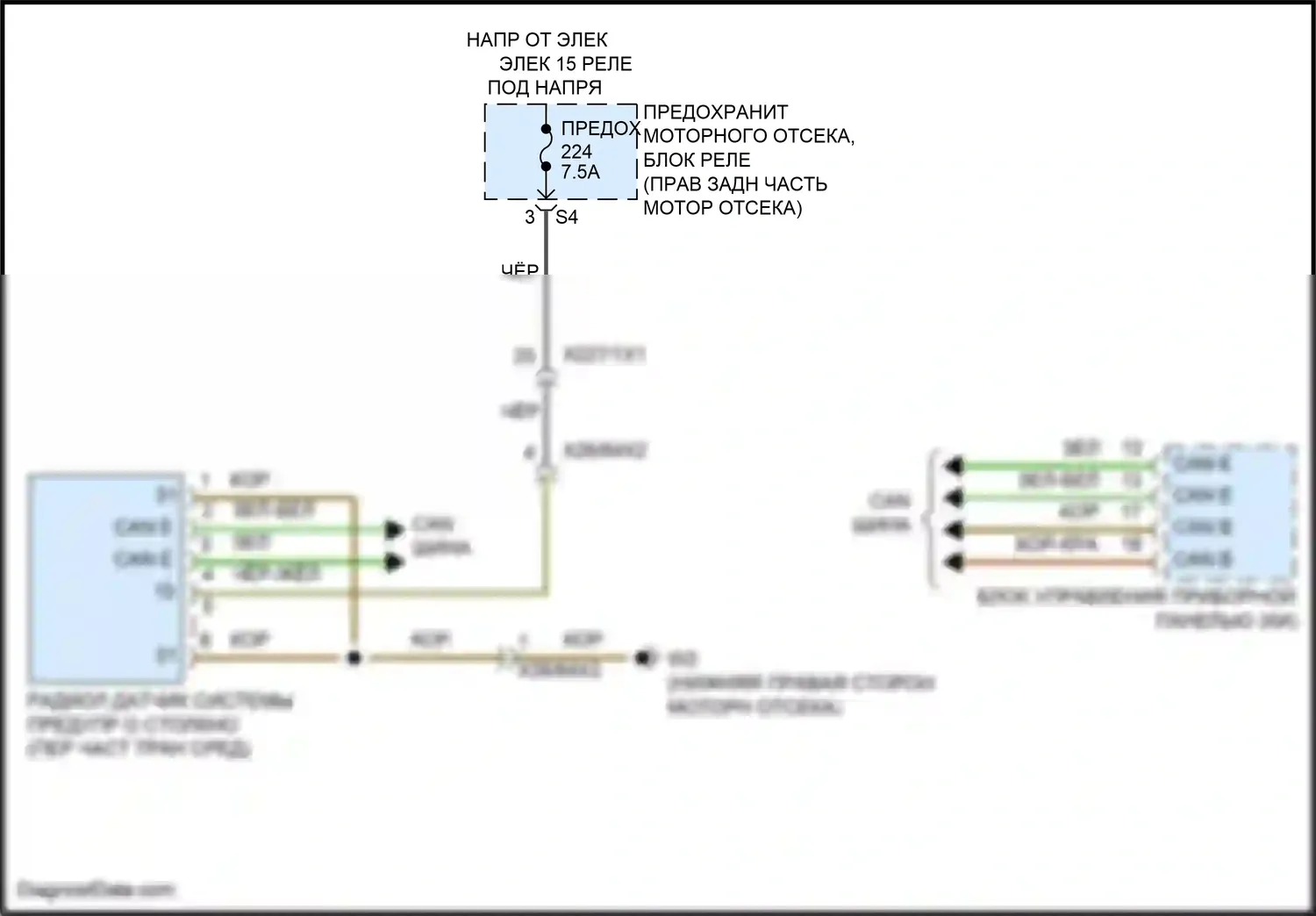 Vito Mercedes-Benz W447 рестайлинг (2018-2024): Электросхема предупреждения столкновений 