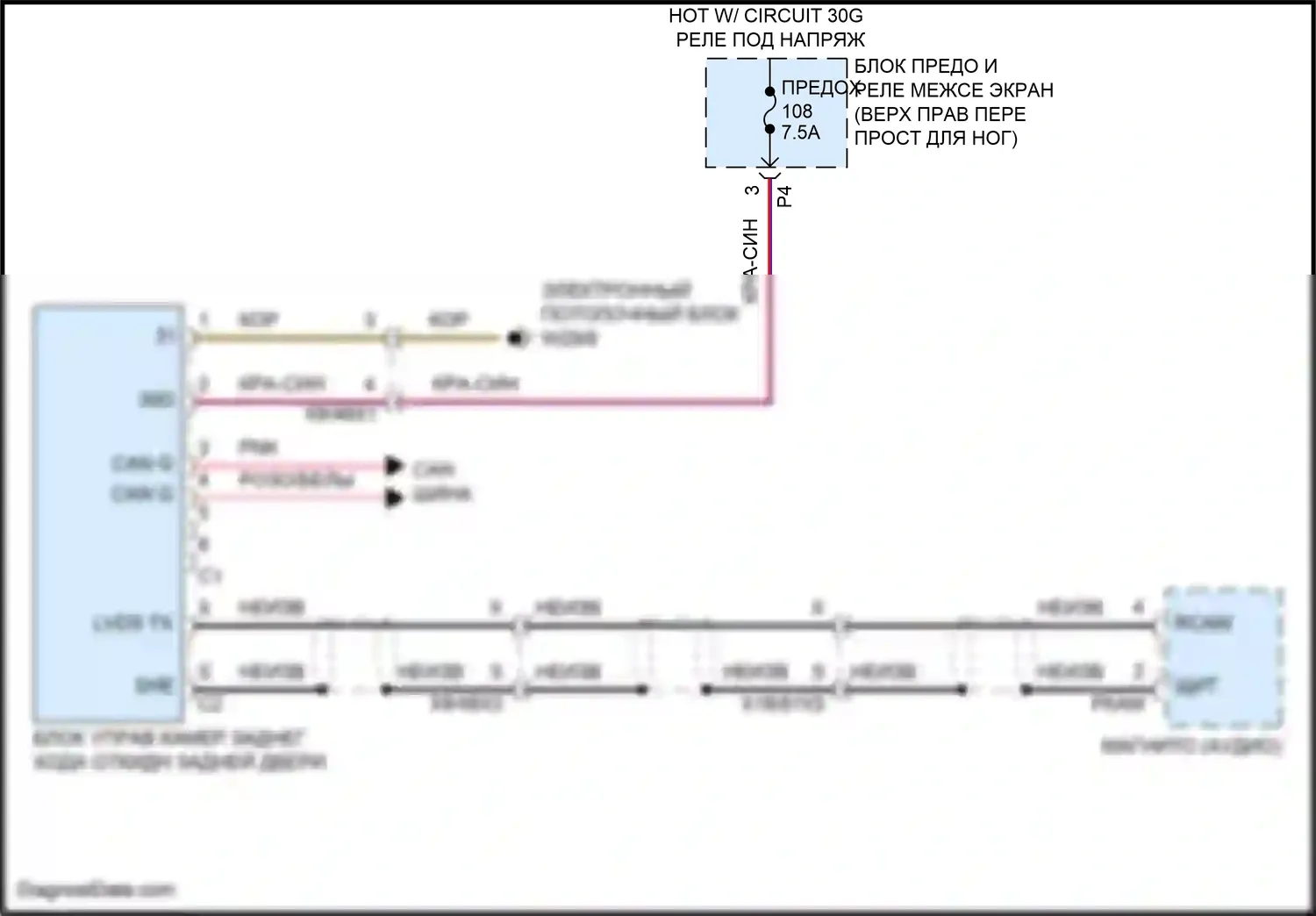 Vito Mercedes-Benz W447 рестайлинг (2018-2024): Электросхема камеры заднего вида, с двухстворчатой задней дверью 