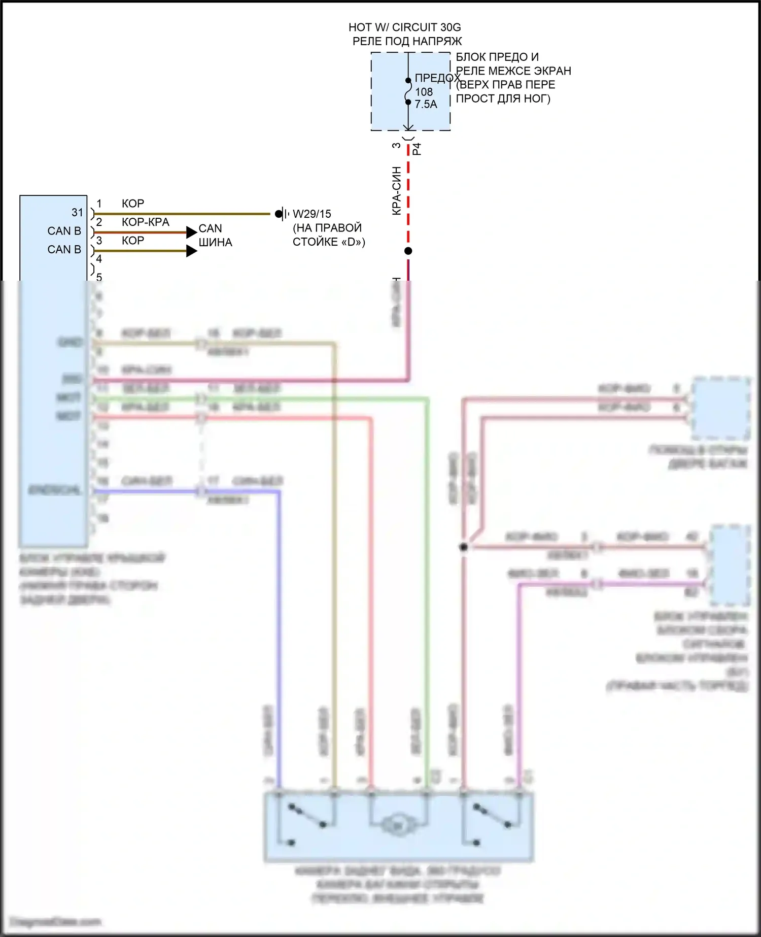 Vito Mercedes-Benz W447 рестайлинг (2018-2024): Электросхема управления крышкой камеры 