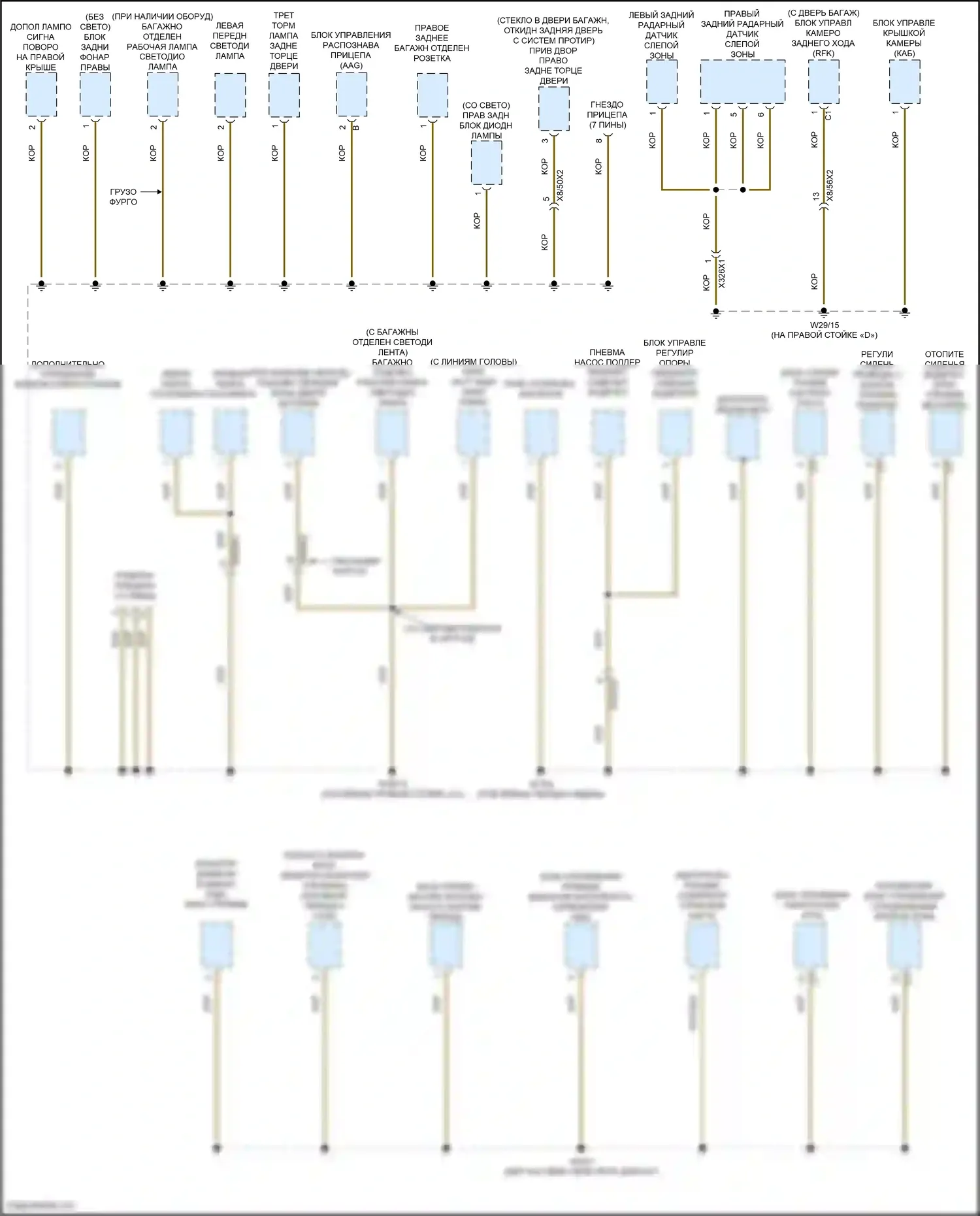 Vito Mercedes-Benz W447 рестайлинг (2018-2024): Электросхема точек подключения масс (2 из 4) 