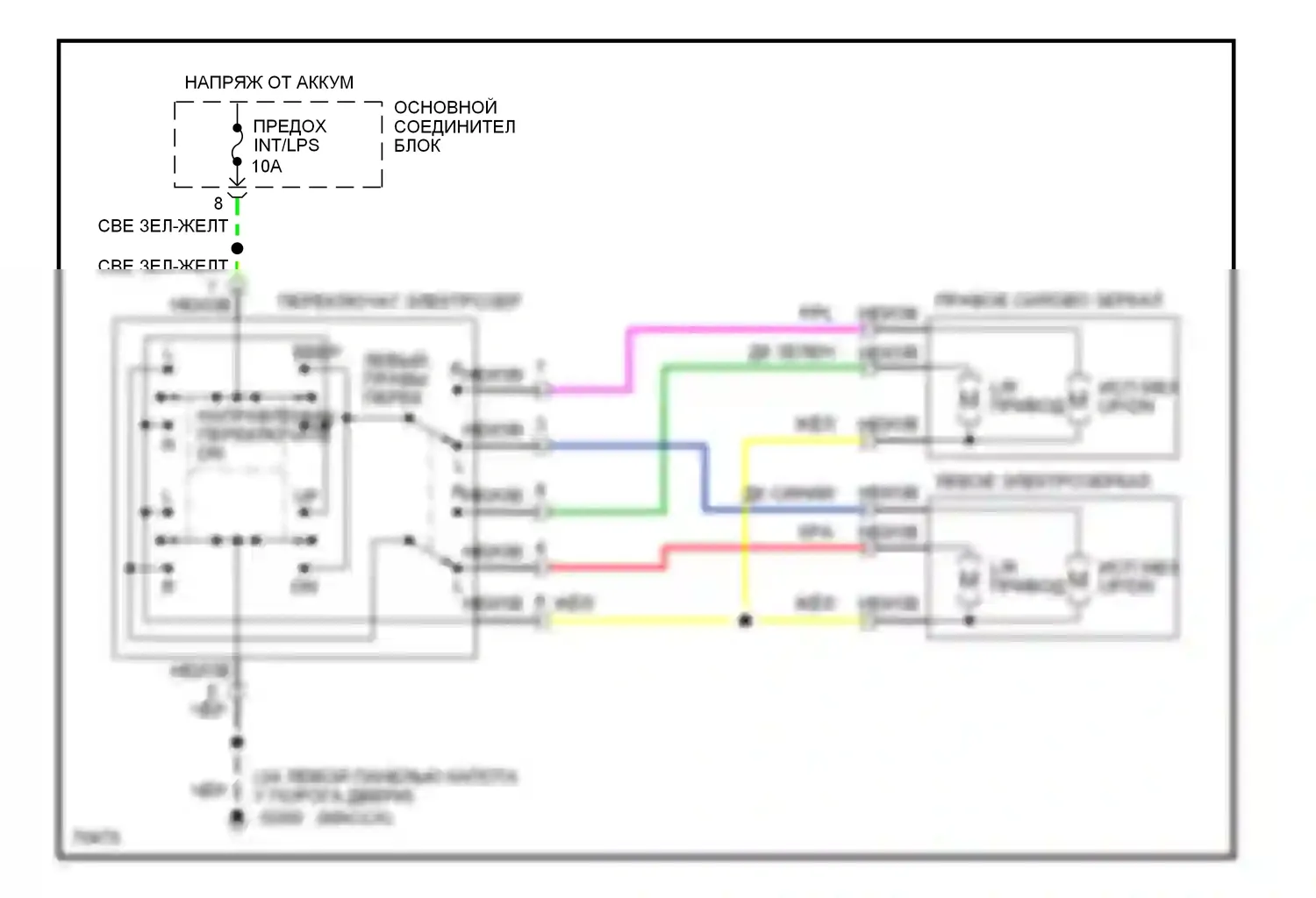 Cougar Mercury VII (1989-1997): Электросхема силового зеркала 