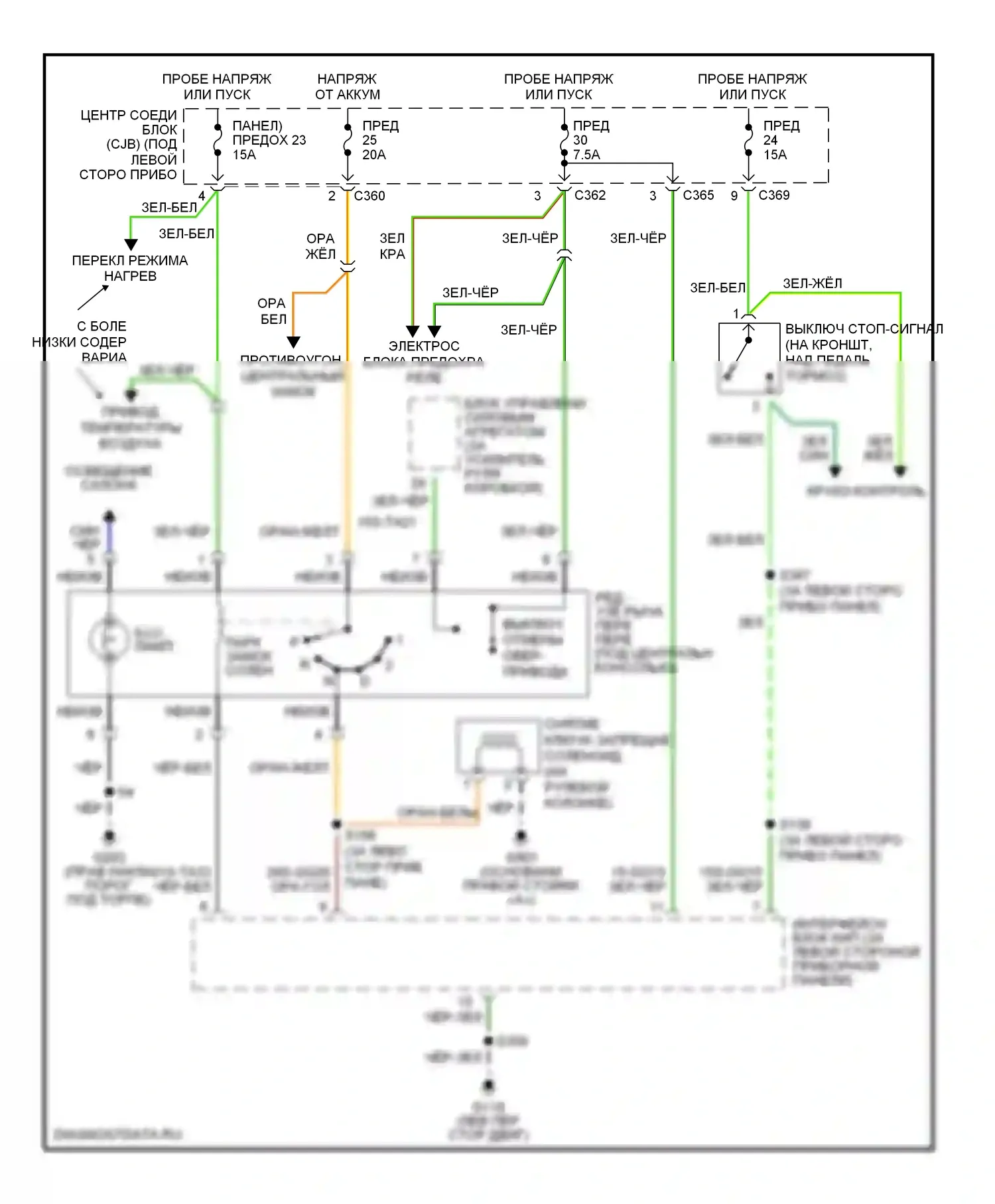 Cougar Mercury VIII (1998-2002): Электросхема блокировки селектора 