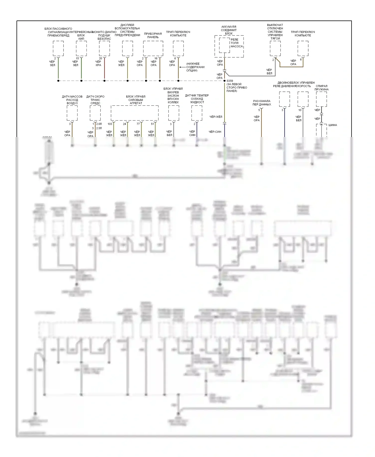 Cougar Mercury VIII (1998-2002): Электросхема точек подключения масс (1 из 3) 