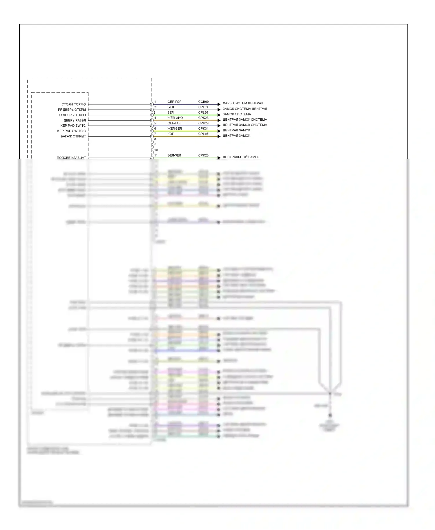 Mariner Mercury II (2007-2010): Электросхема блоков управления кузовом, гибридная (2 из 3) 