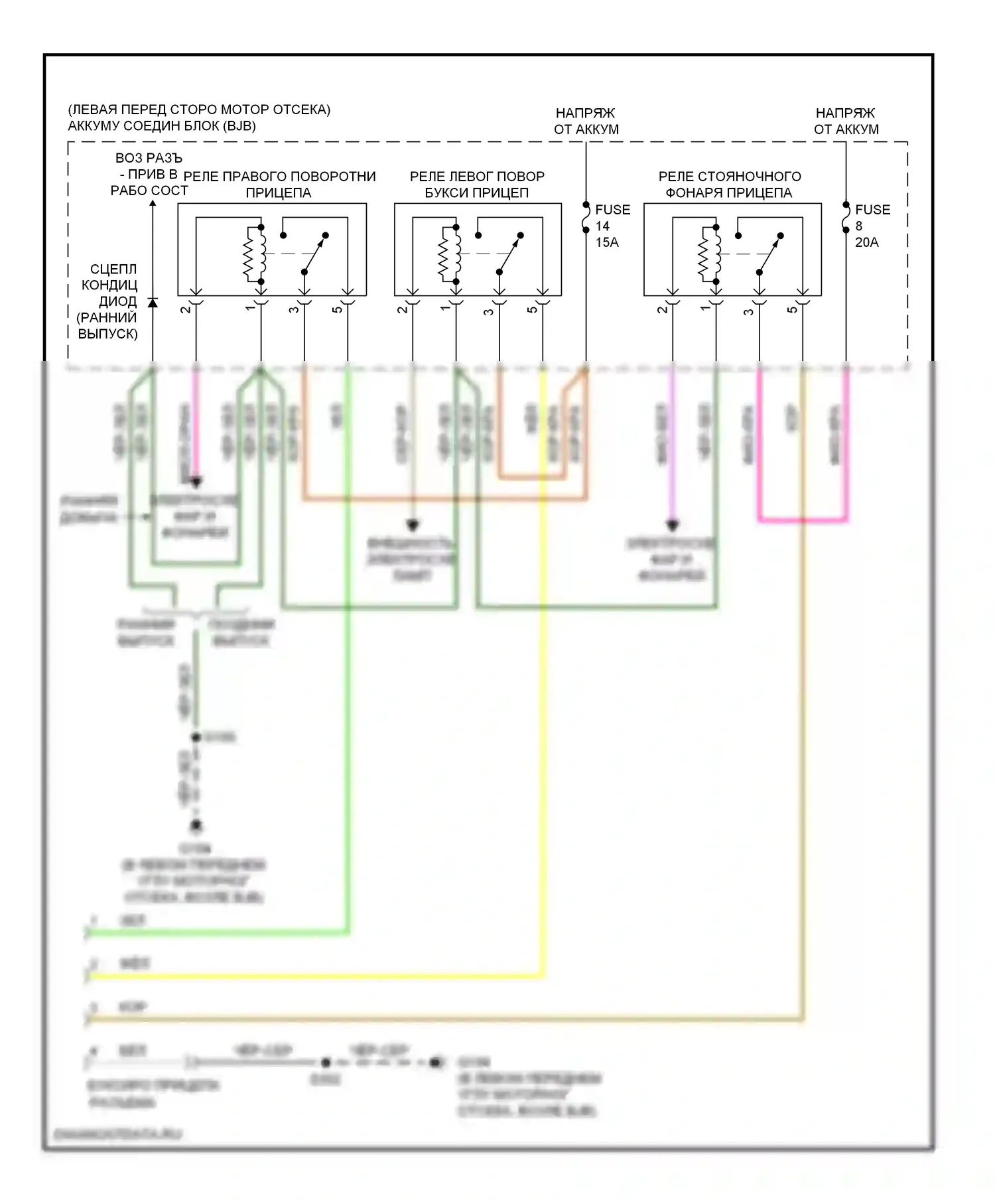 Mariner Mercury II (2007-2010): Электросхема адаптера прицепа/кемпера 