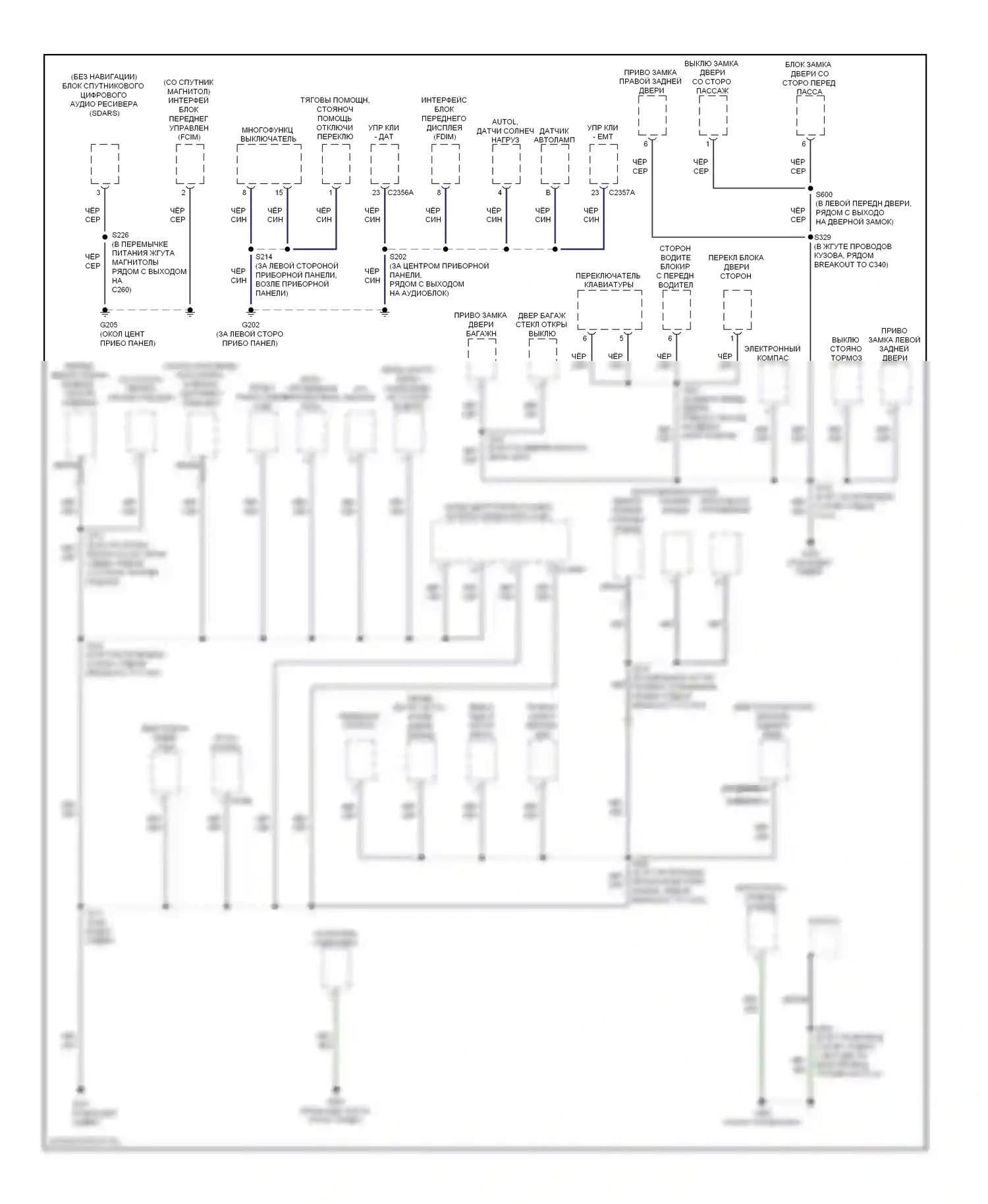 Mariner Mercury II (2007-2010): Электросхема точек подключения масс, за исключением гибридной (2 из 3) 