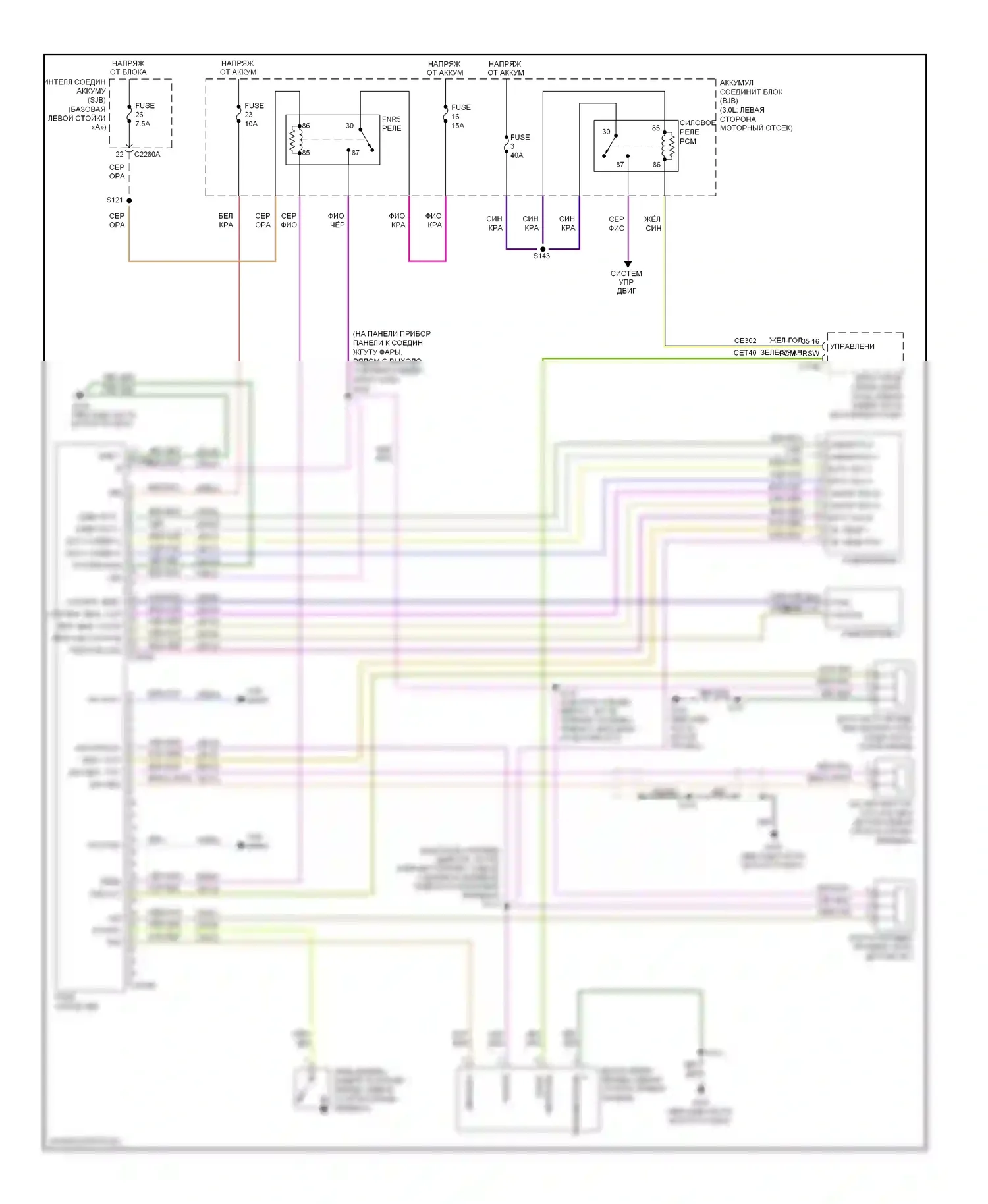 Milan Mercury I (2005-2010): 2.3l, электросхема автоматической коробки передач, fnr5 