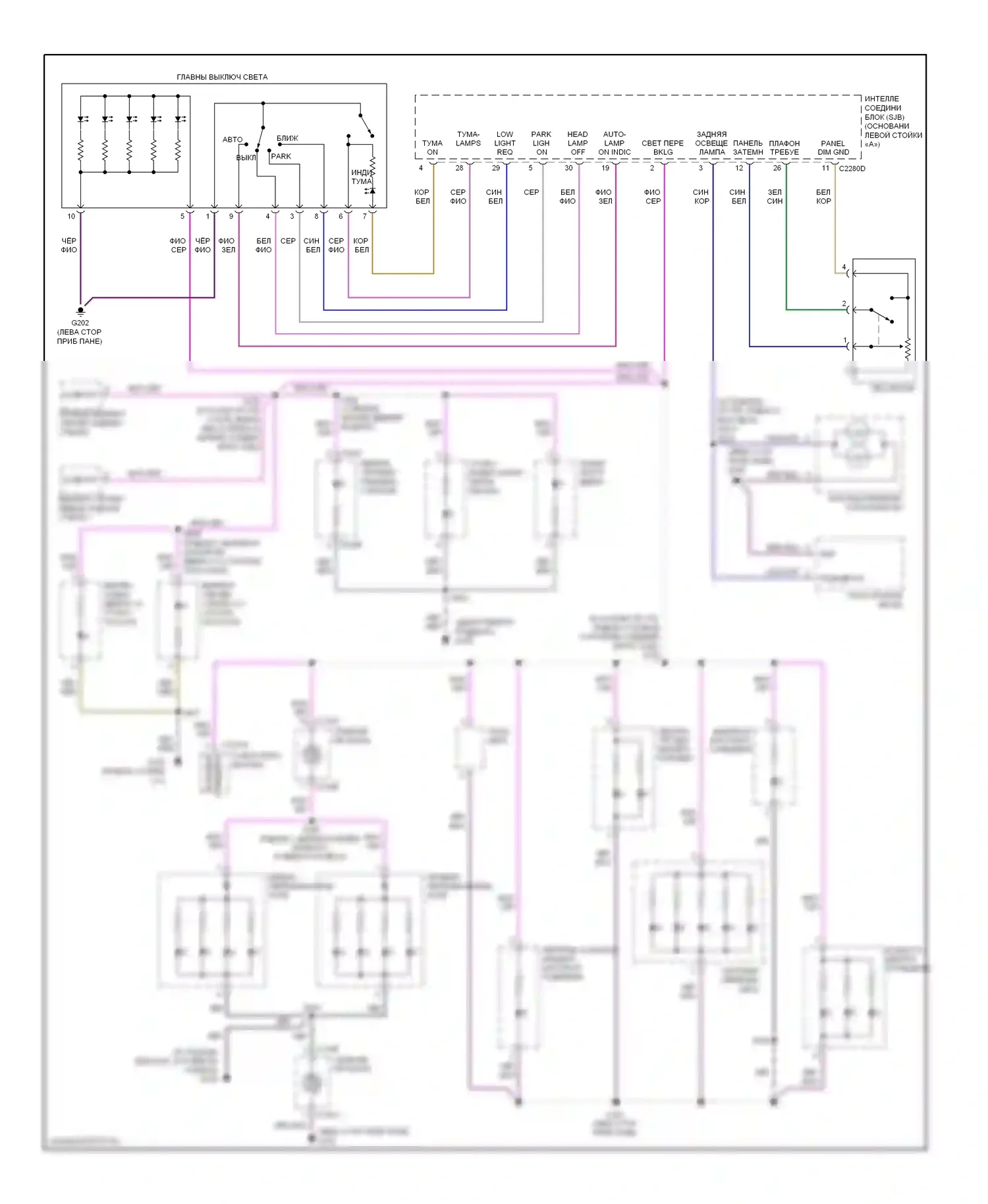 Milan Mercury I (2005-2010): Электросхема подсветки приборной панели 