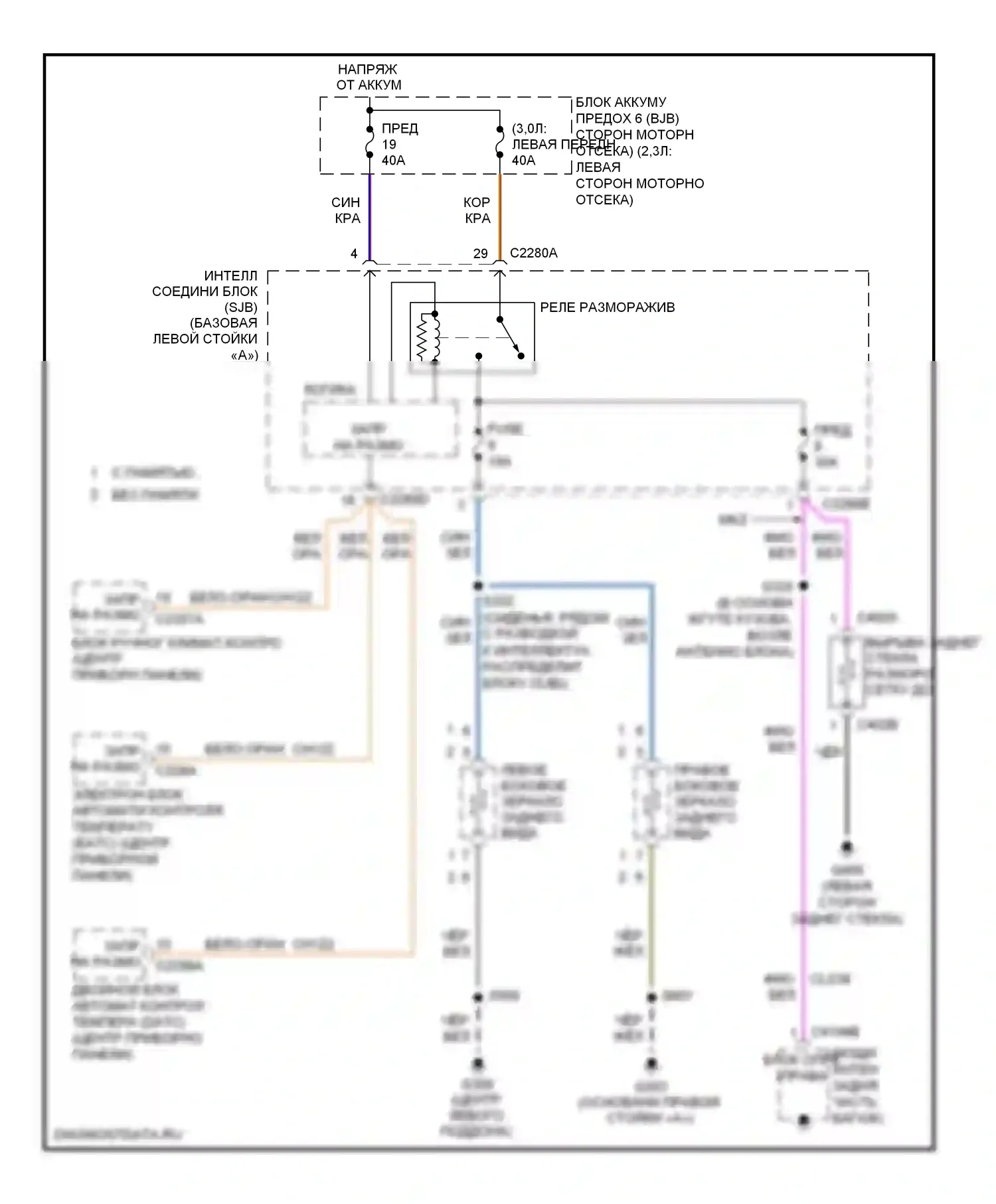 Milan Mercury I (2005-2010): Электросхема подогрева стекол 