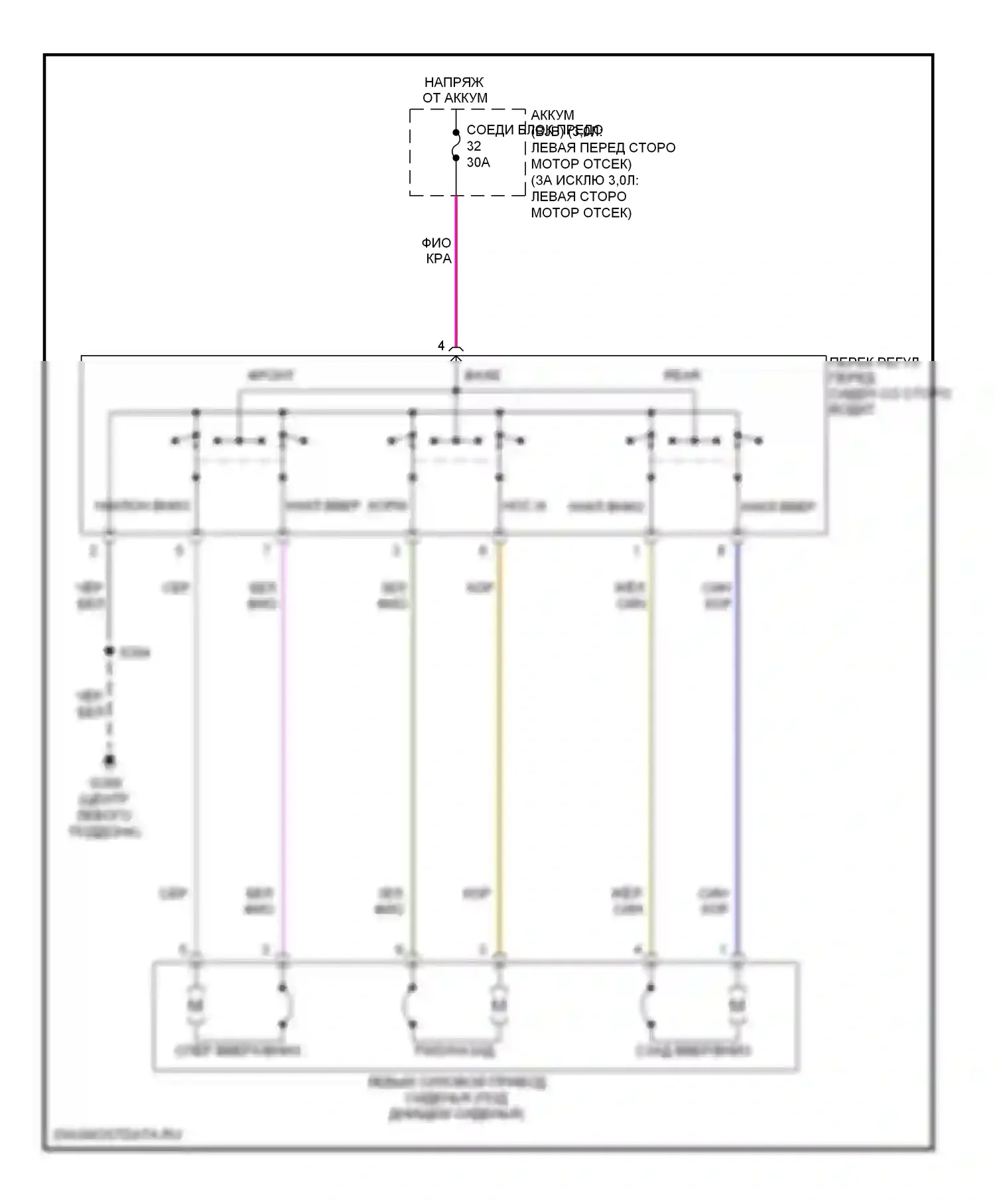 Milan Mercury I (2005-2010): Электросхема сиденья с электроприводом, 6-стороннее сиденье водителя 