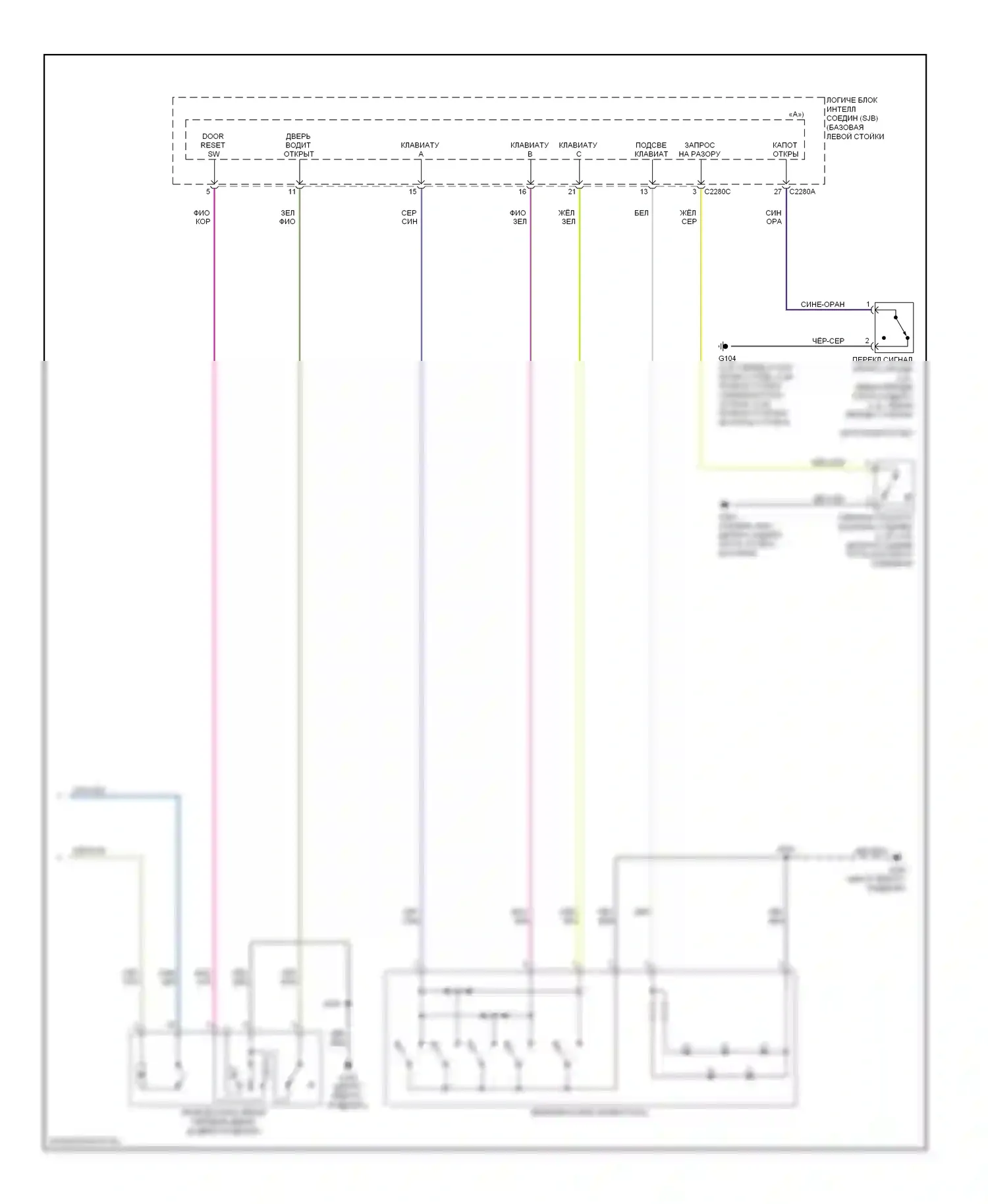 Milan Mercury I (2005-2010): Электросхема центрального замка, без памяти (2 из 2) 