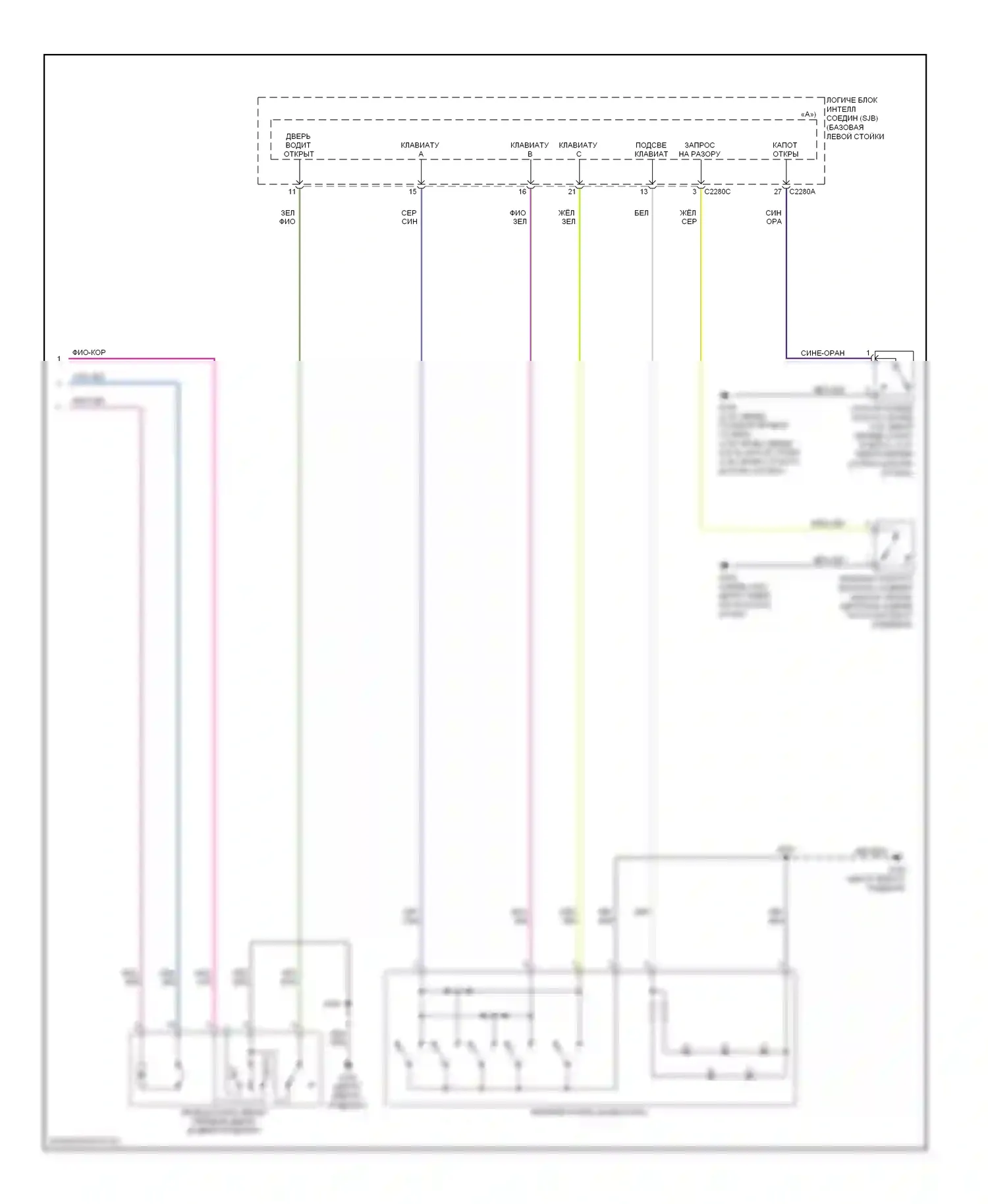 Milan Mercury I (2005-2010): Электросхема центрального замка, с памятью (2 из 2) 