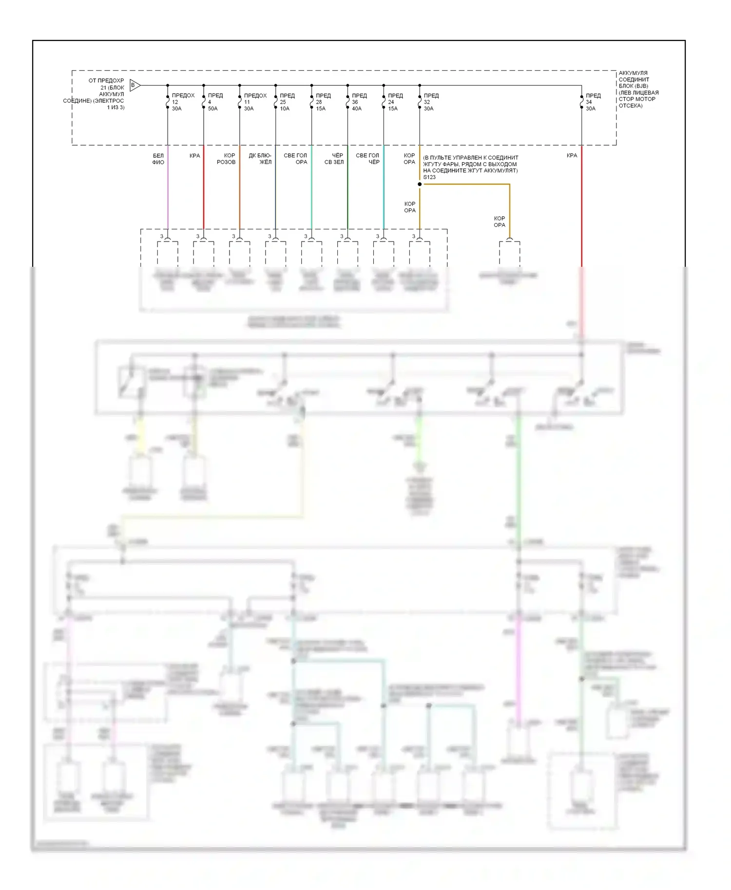 Montego Mercury III (2004-2007): Электросхема блока предохранителей реле (2 из 3) 