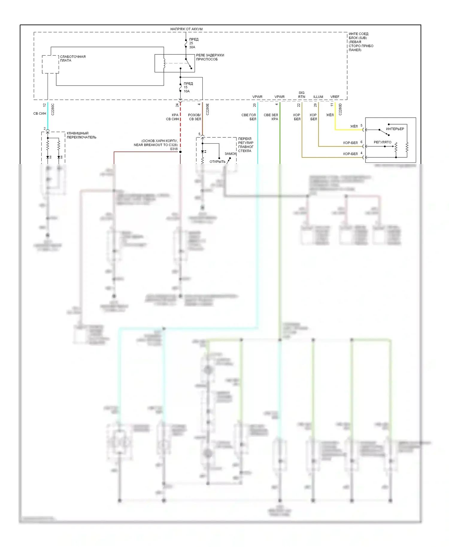 Montego Mercury III (2004-2007): Электросхема подсветки приборной панели 
