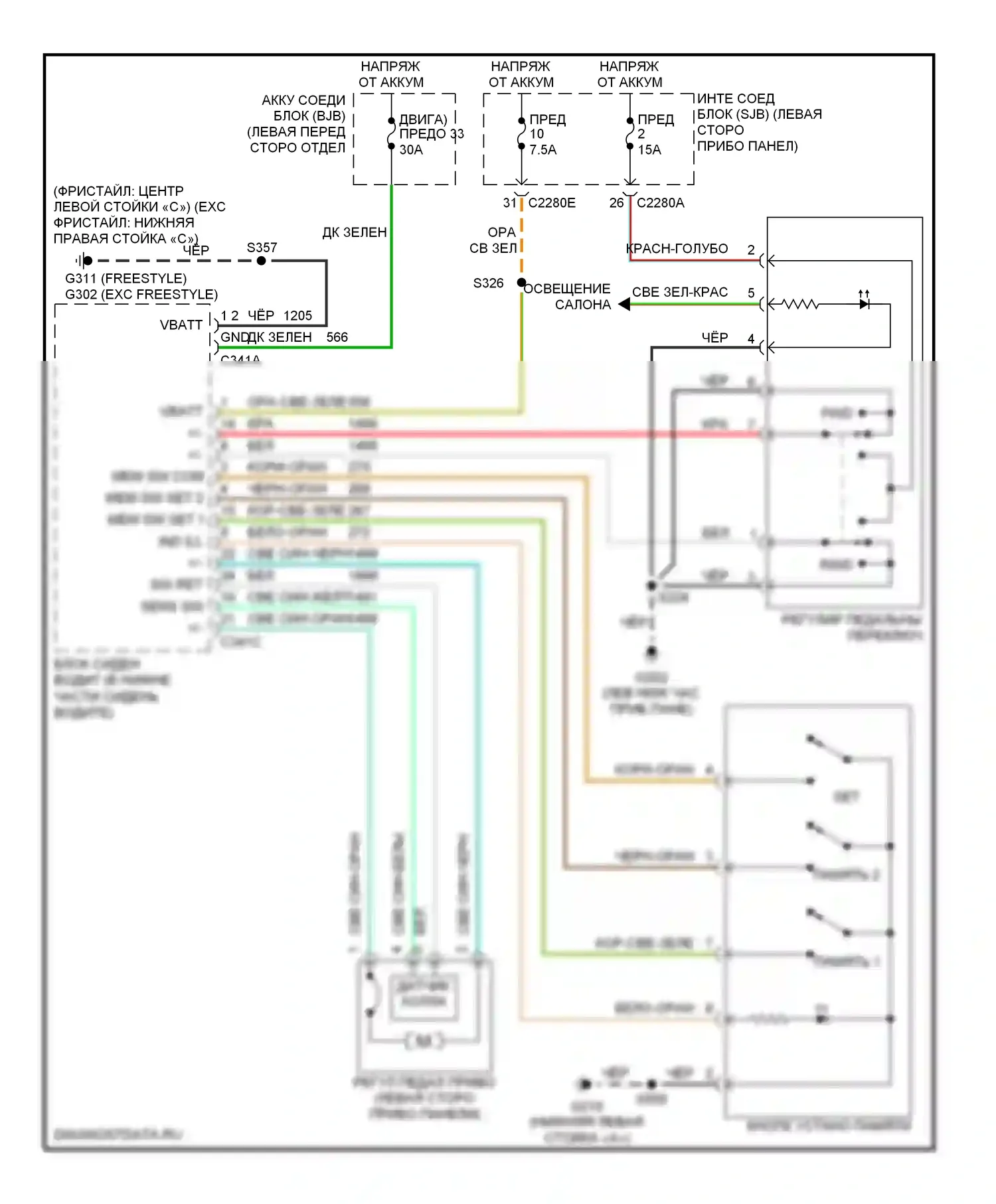 Montego Mercury III (2004-2007): Электросхема регулируемой педали 