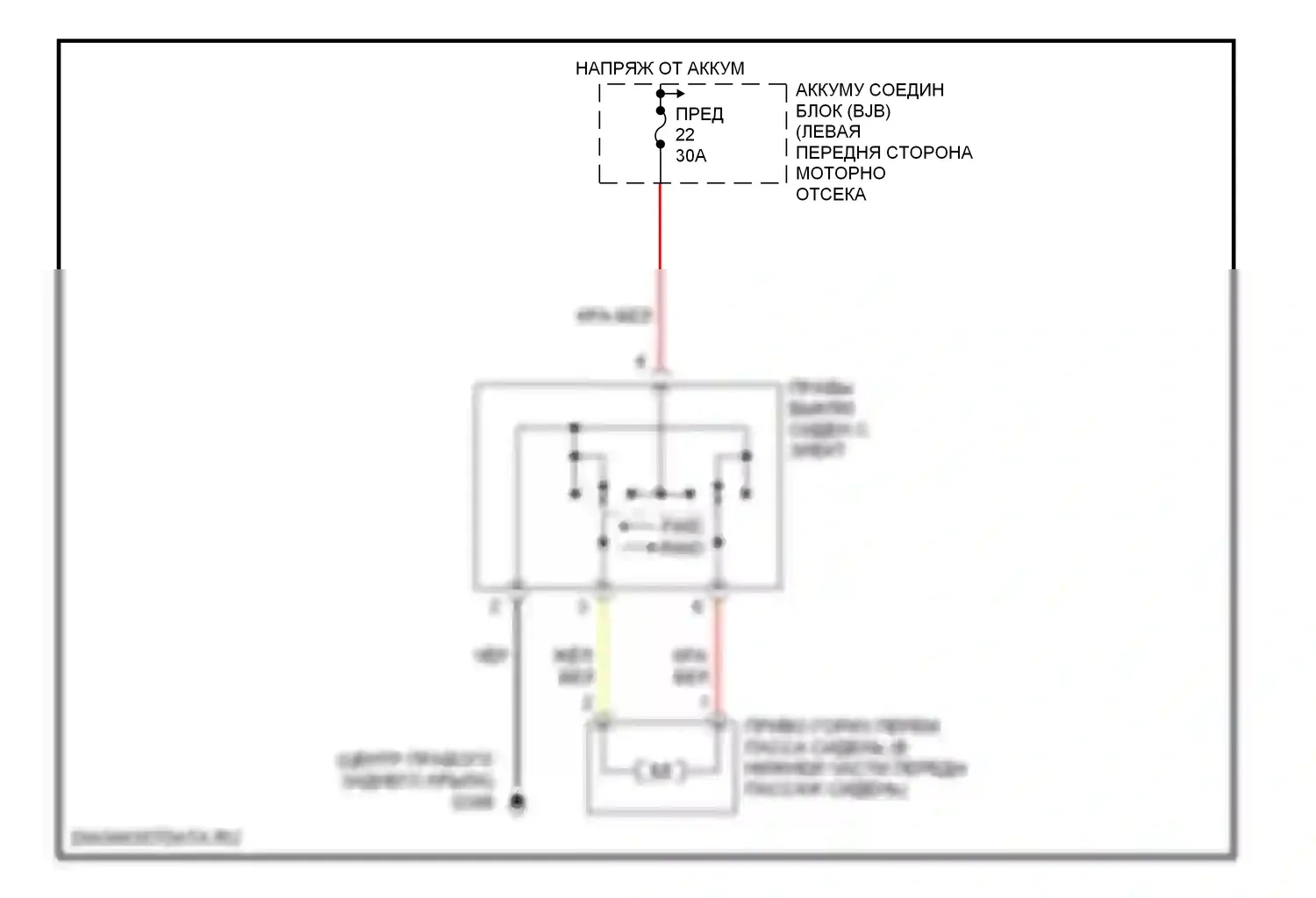 Montego Mercury III (2004-2007): Электросхема сиденья питания для пассажиров 