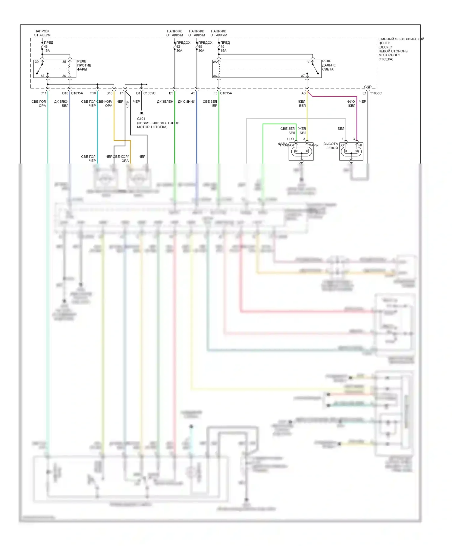 Monterey Mercury VIII (2003-2007): Электросхема фар, с автолампами 