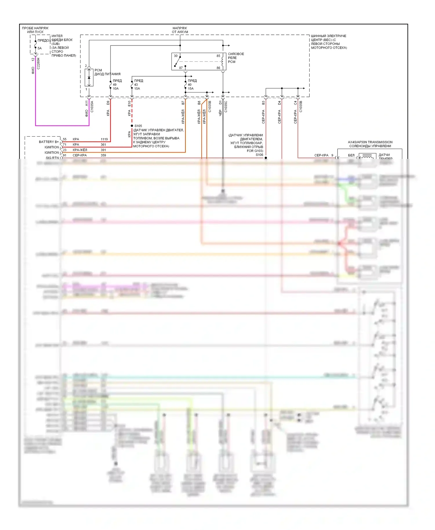 Monterey Mercury VIII (2003-2007): Электросхема автоматической коробки передач 