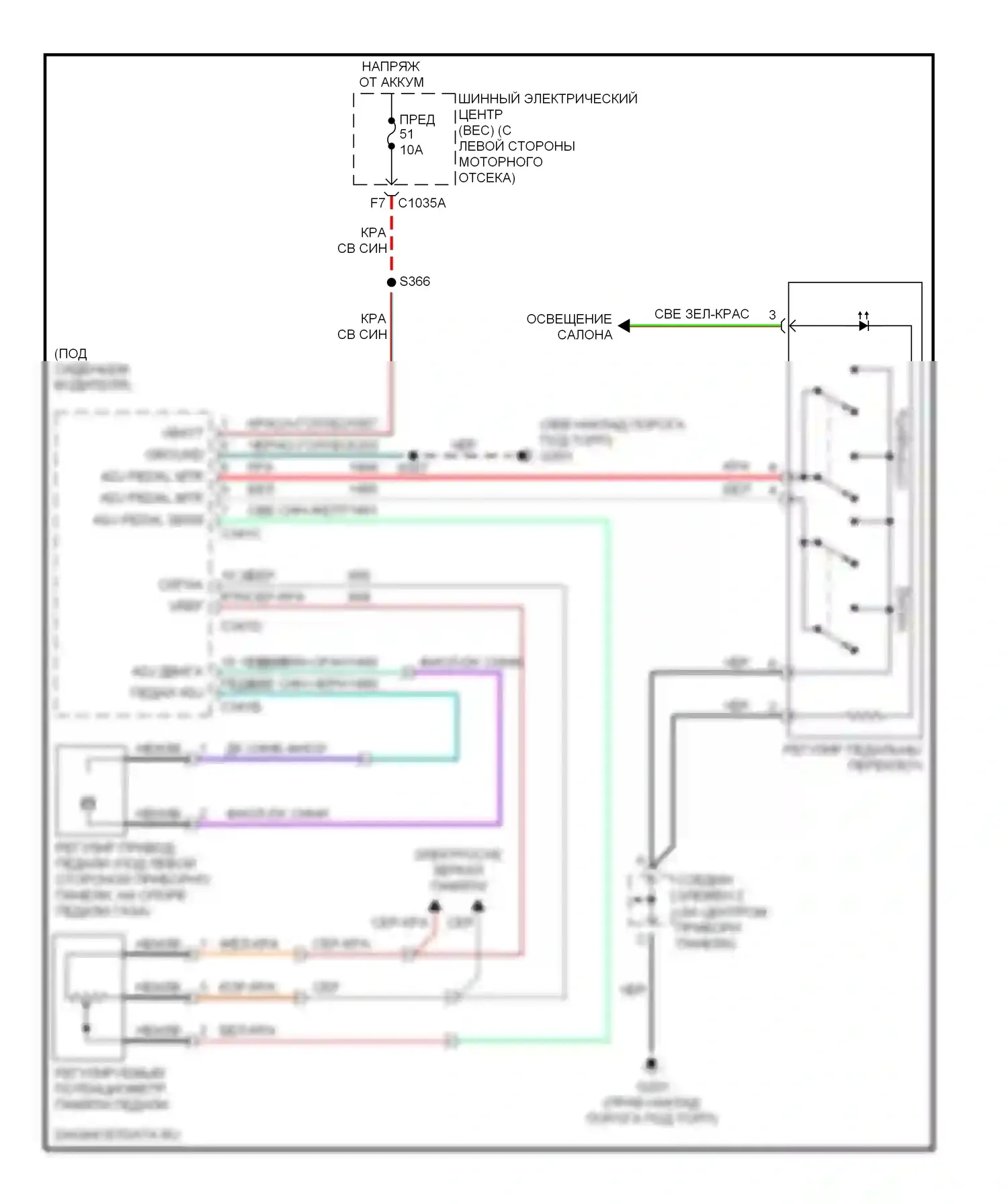 Monterey Mercury VIII (2003-2007): Электросхема регулируемой педали 